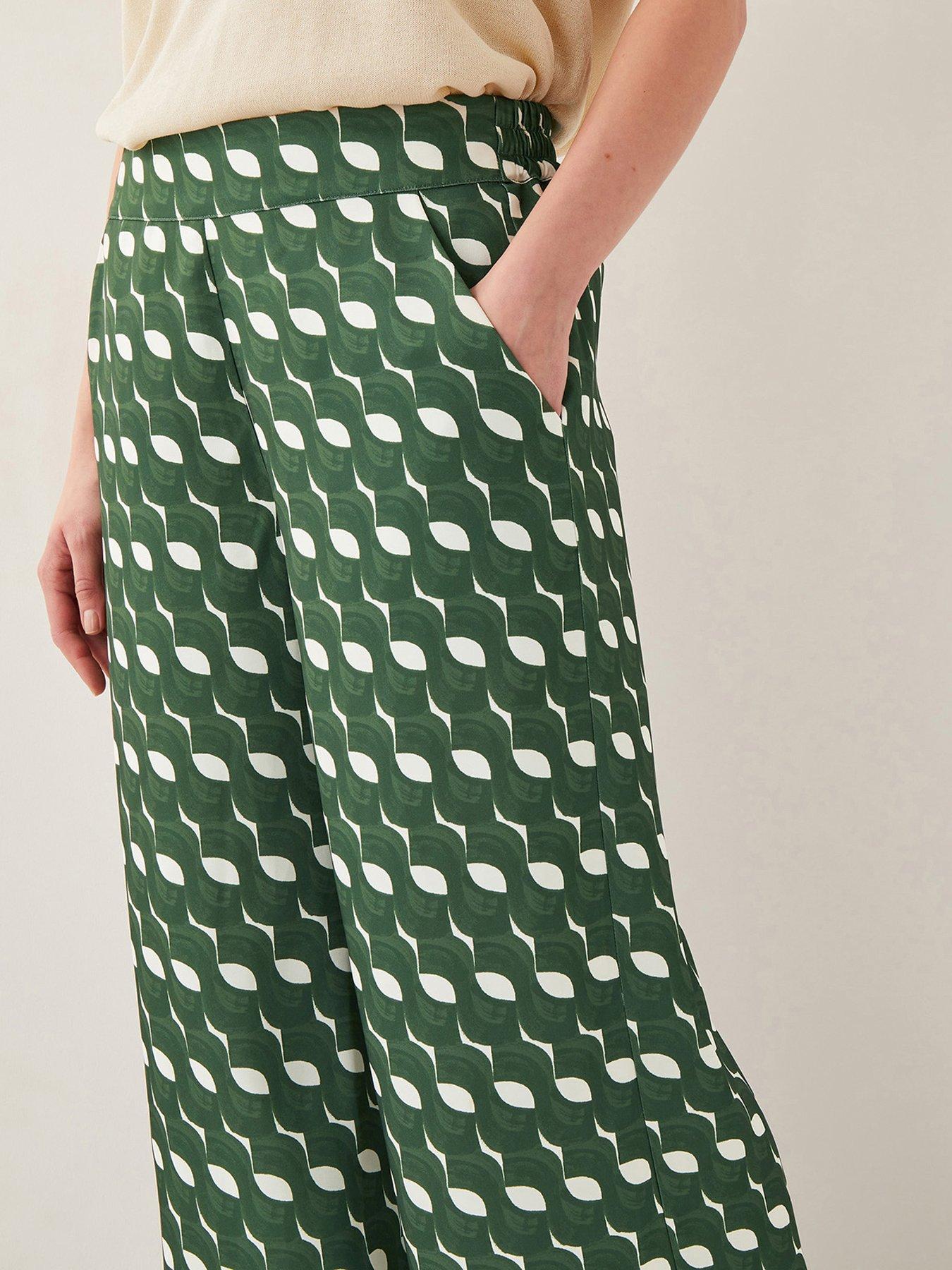 Image 5 of 6 of Monsoon Maren Geo Trousers - Green