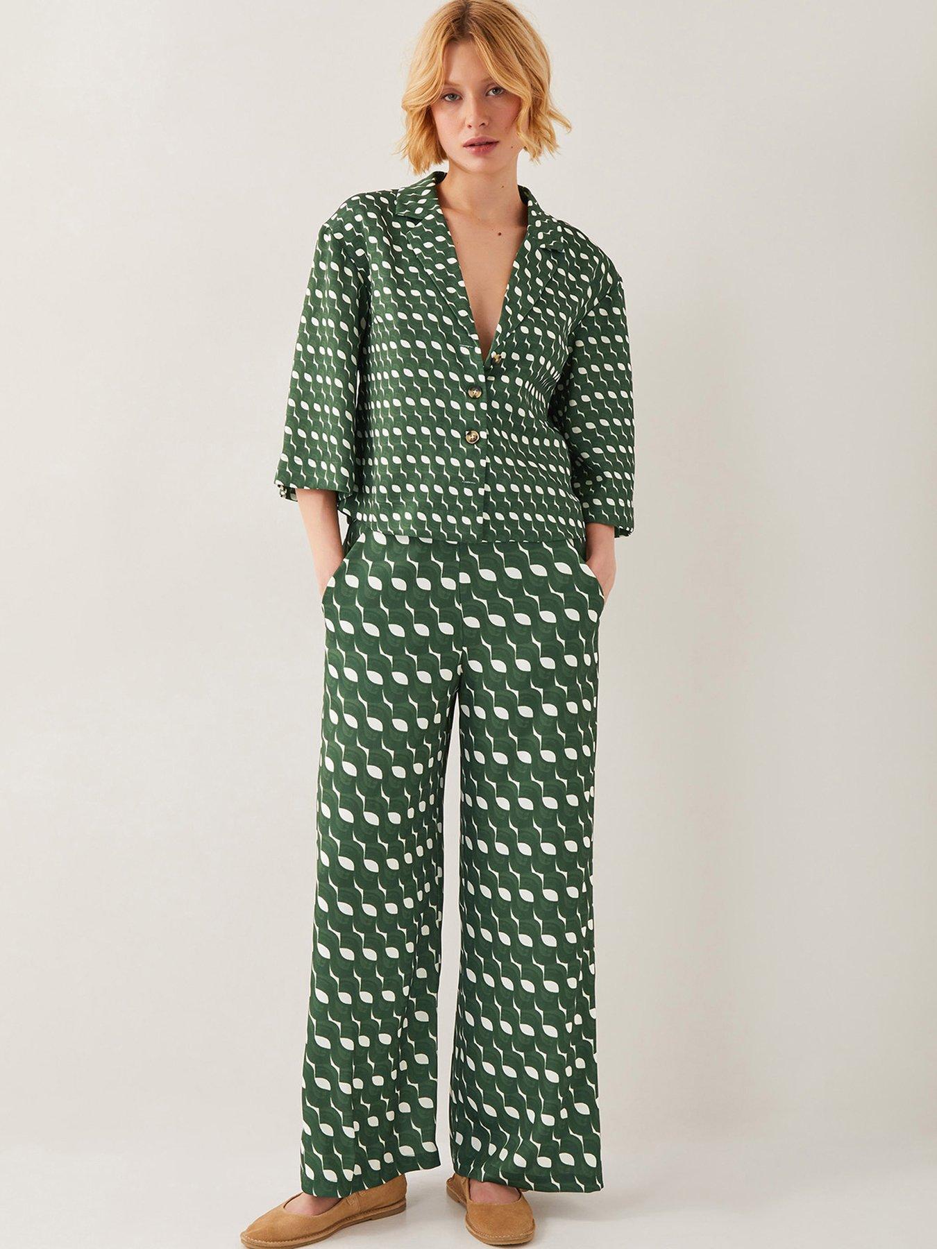 Image 6 of 6 of Monsoon Maren Geo Trousers - Green