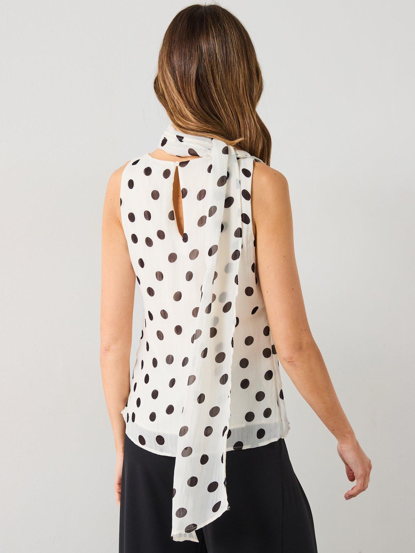 Image 2 of 6 of Mango Polka-Dot Wrap-Neck Blouse - Cream