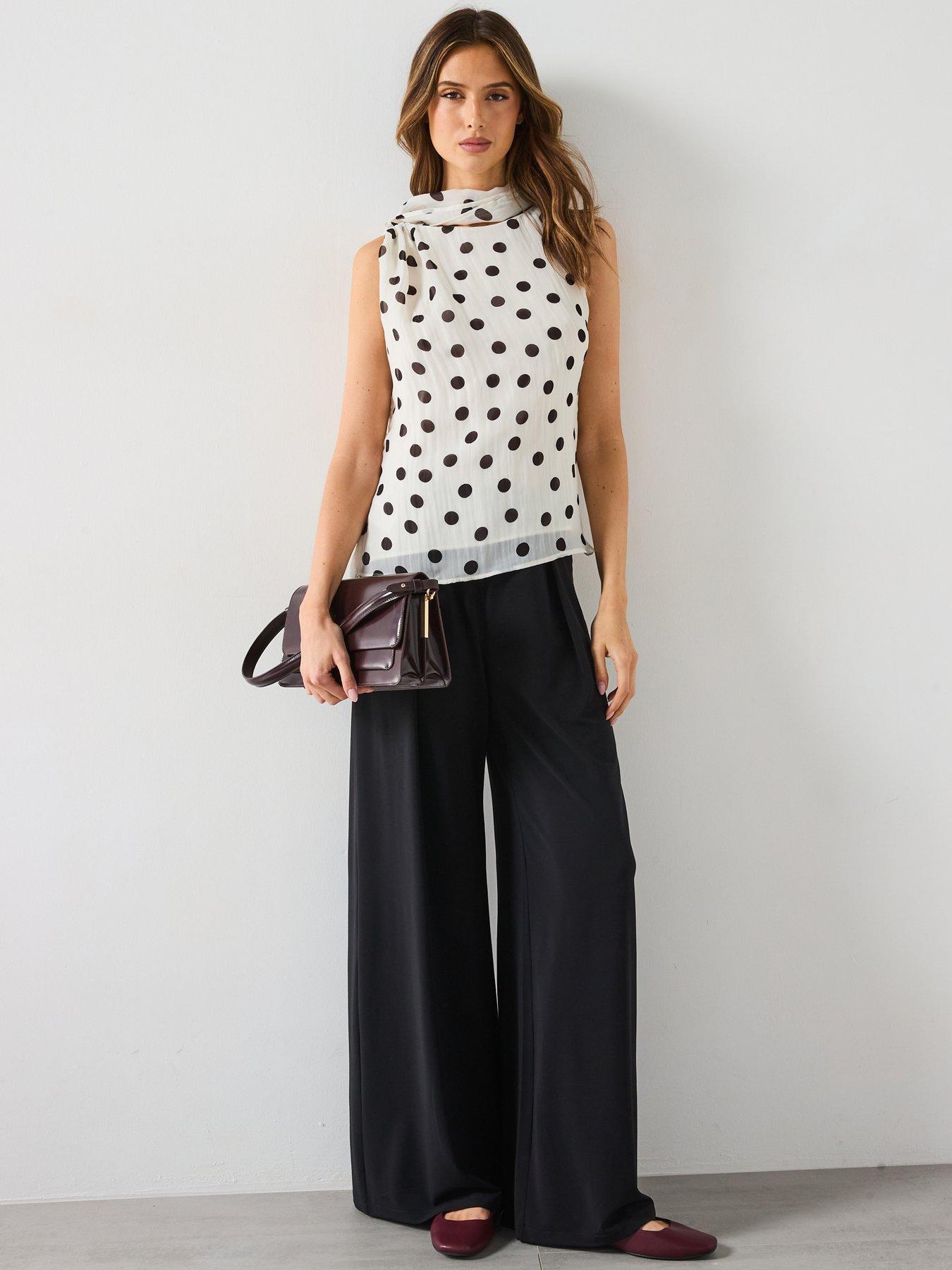 Image 3 of 6 of Mango Polka-Dot Wrap-Neck Blouse - Cream
