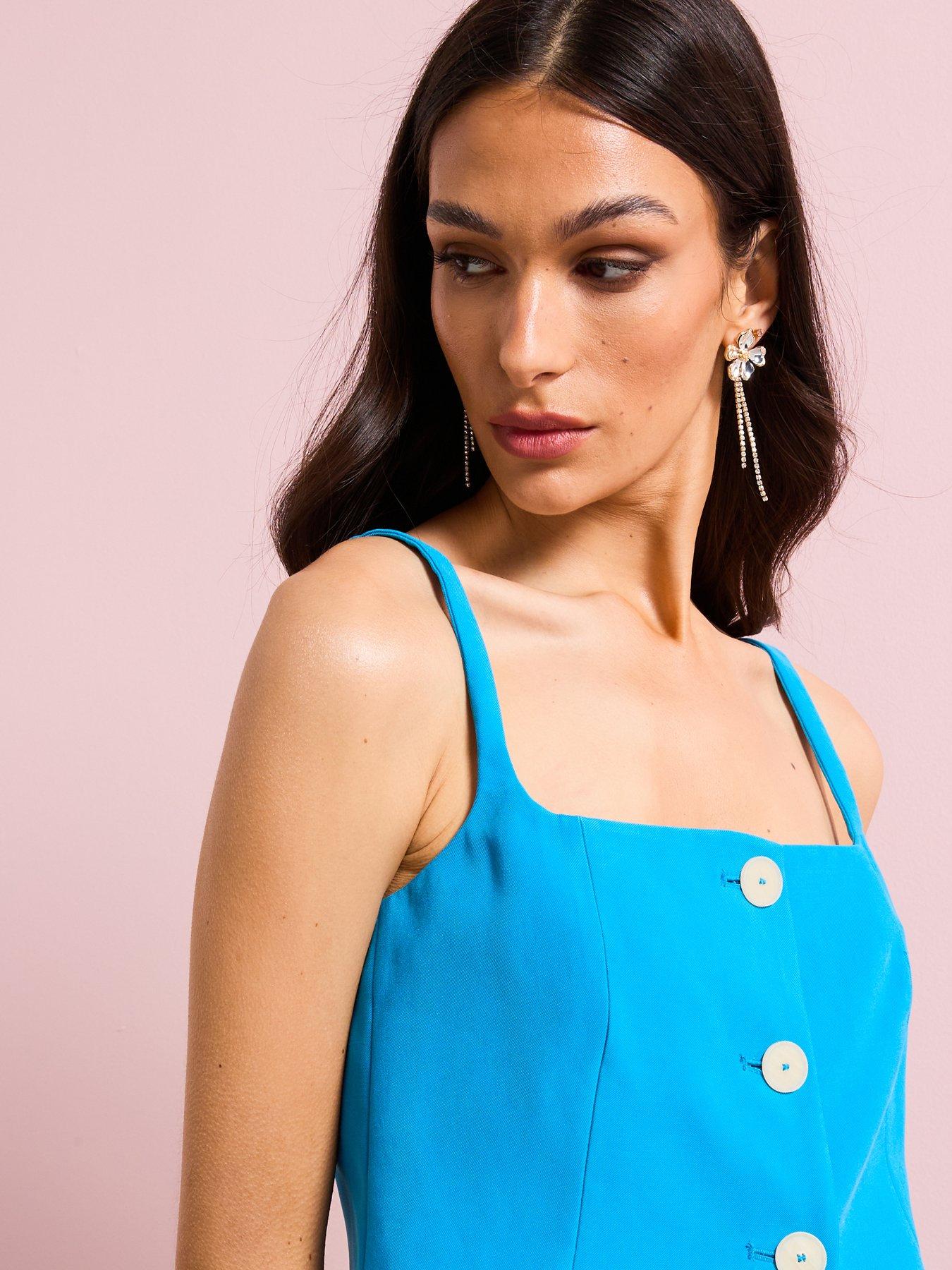 Image 4 of 6 of Mango Suit Waistcoat With Open Back - Blue