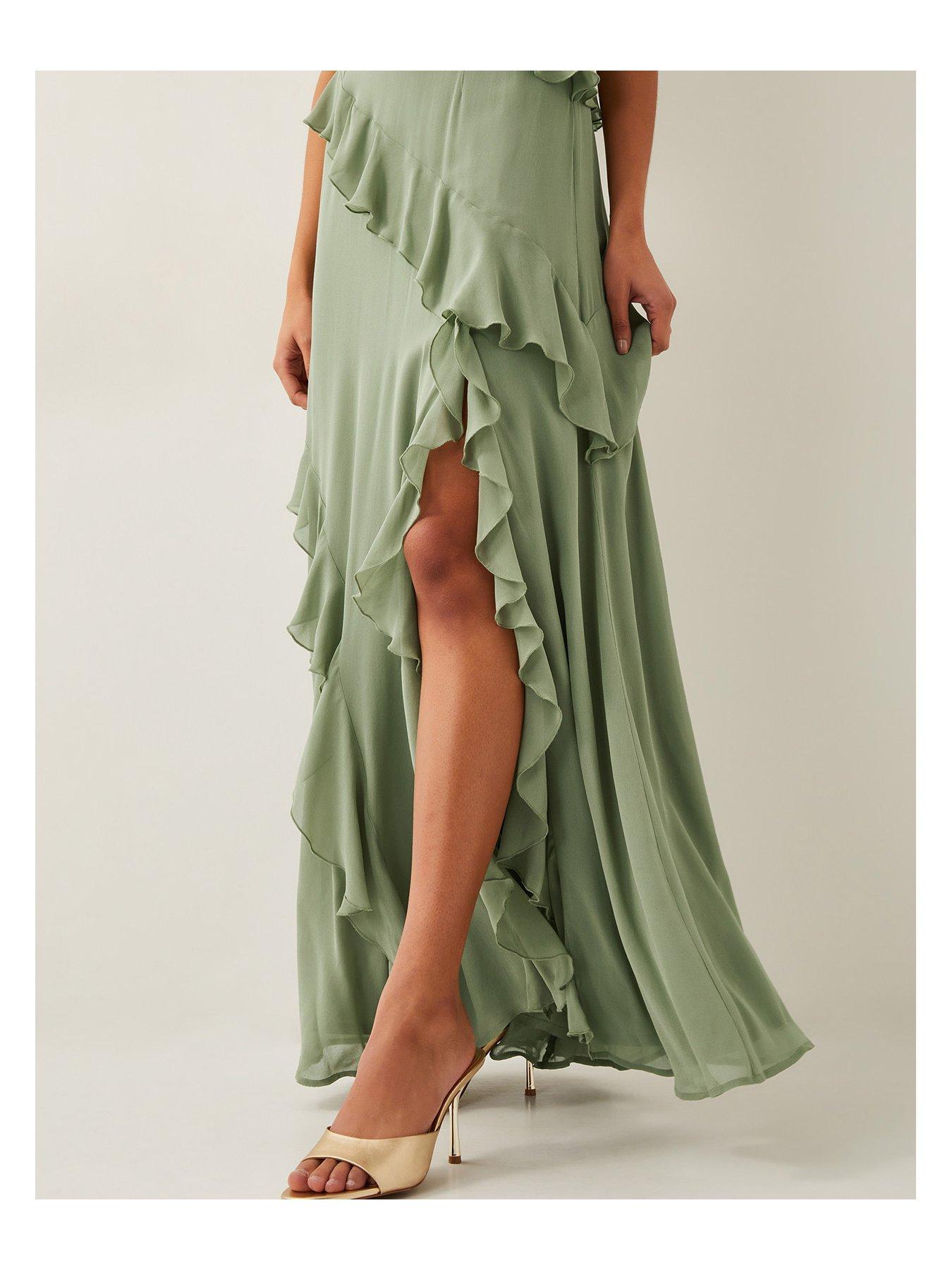 Image 4 of 5 of Monsoon Romy Ruffle Dress - Sage - Green