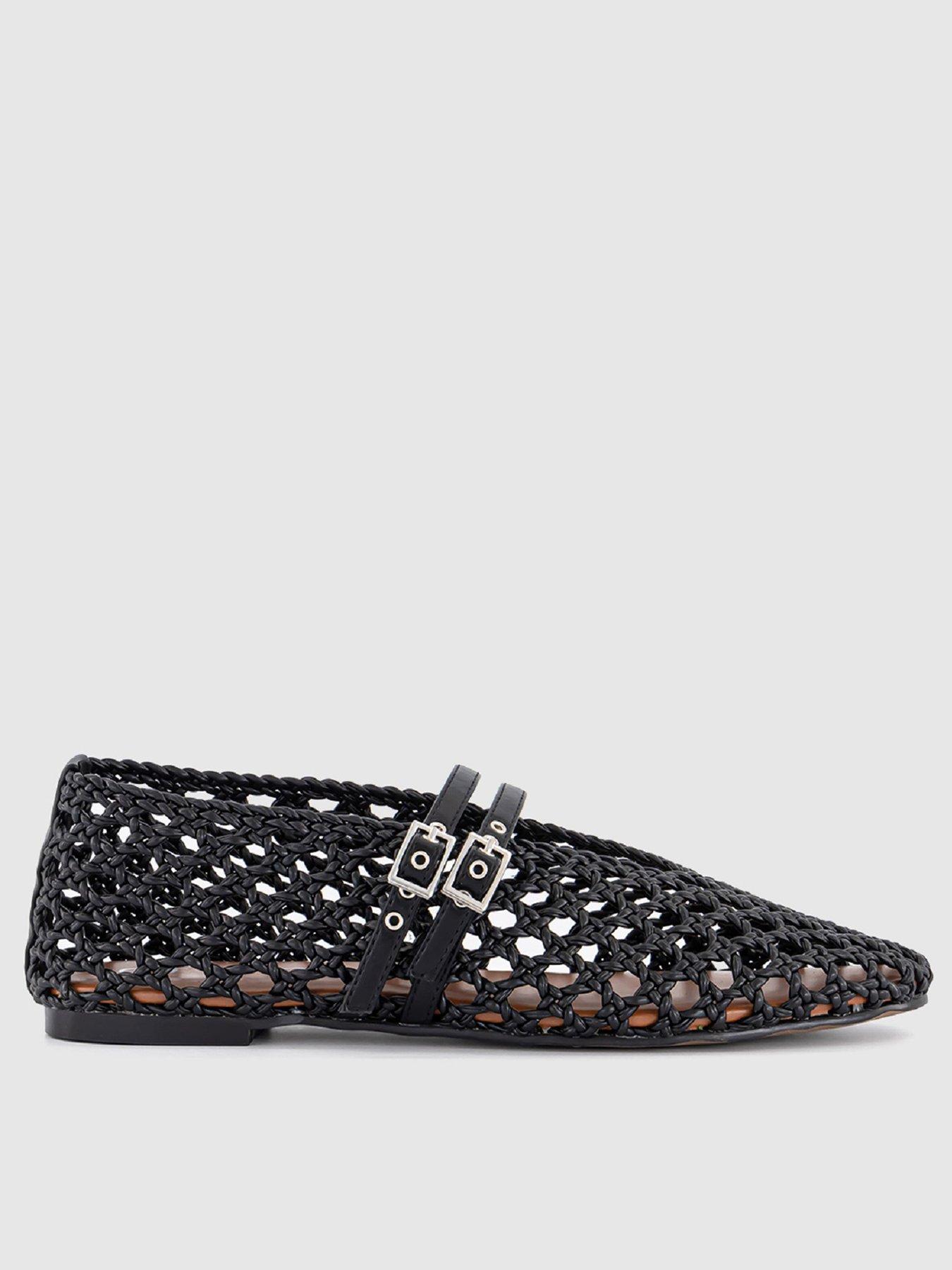 office-double-strap-weave-ballerinas-black