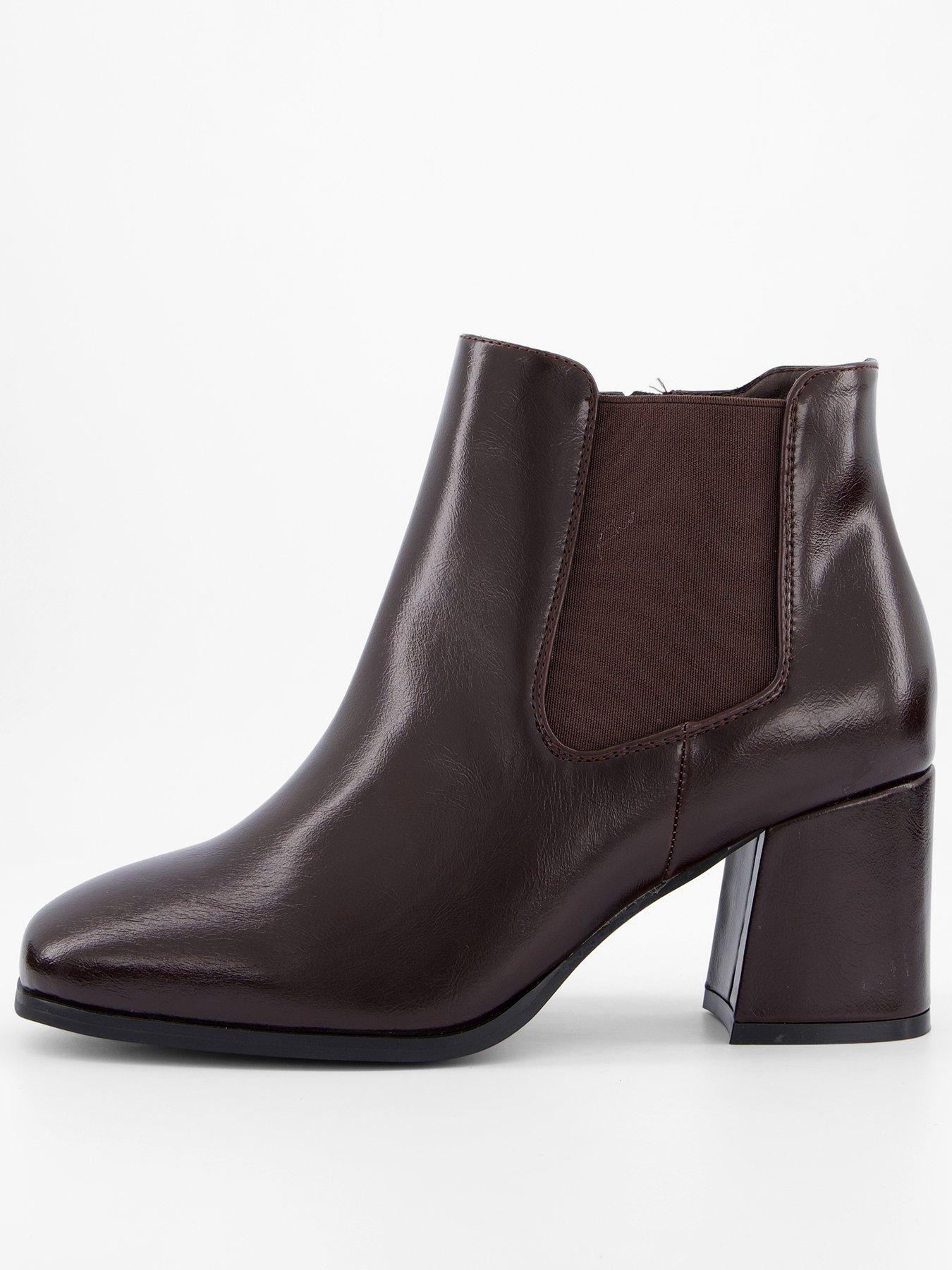 Image 2 of 7 of V by Very Extra Wide Block Heel Ankle Boot - Brown