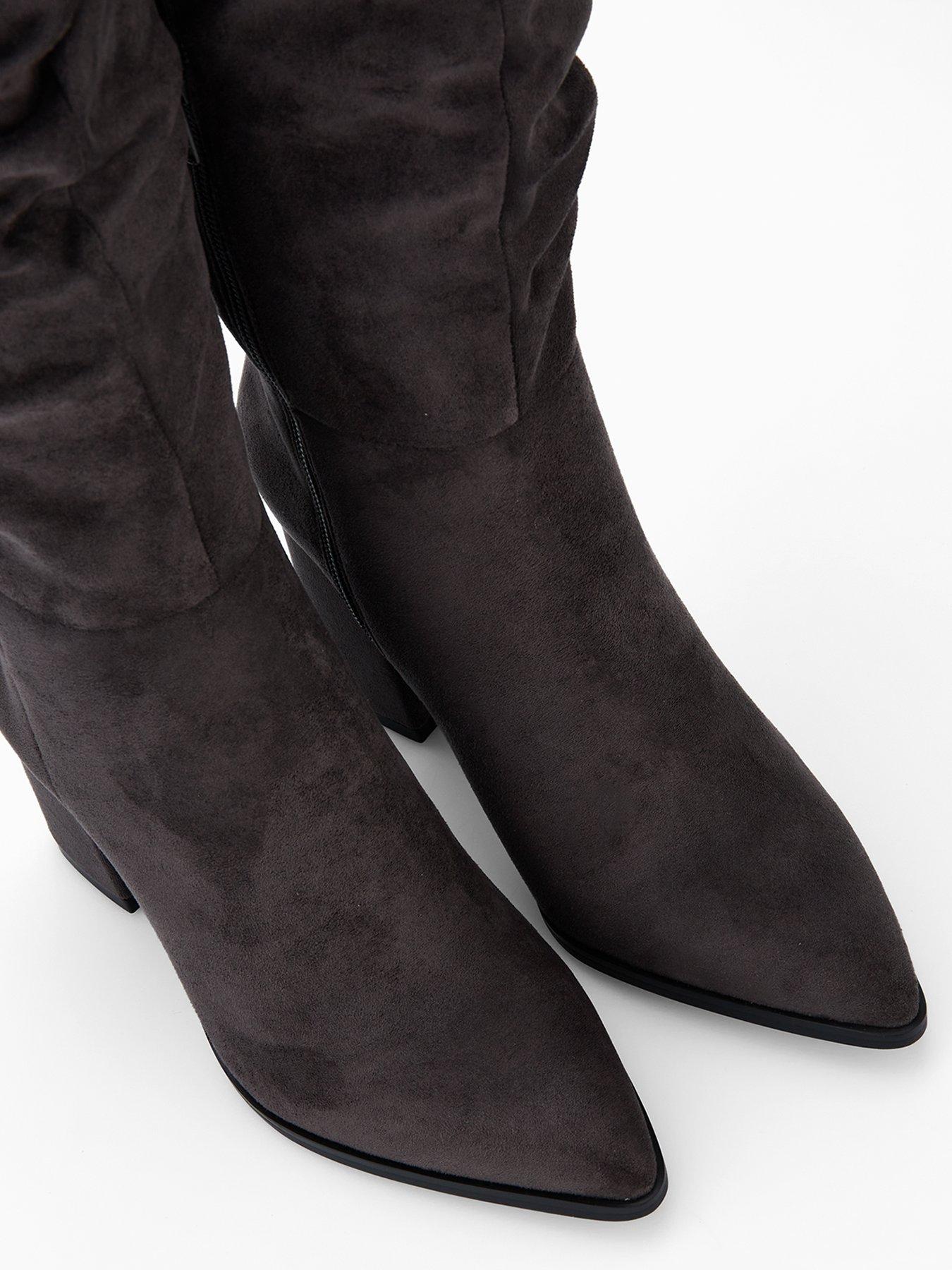 sachin and babi light blue dress Modisza Womens Knee High Boots Suede Chunky Heel Lace up Riding Boot Lug  Sole Western Winter Dress Tall Boots Grey 8.5 main image 1