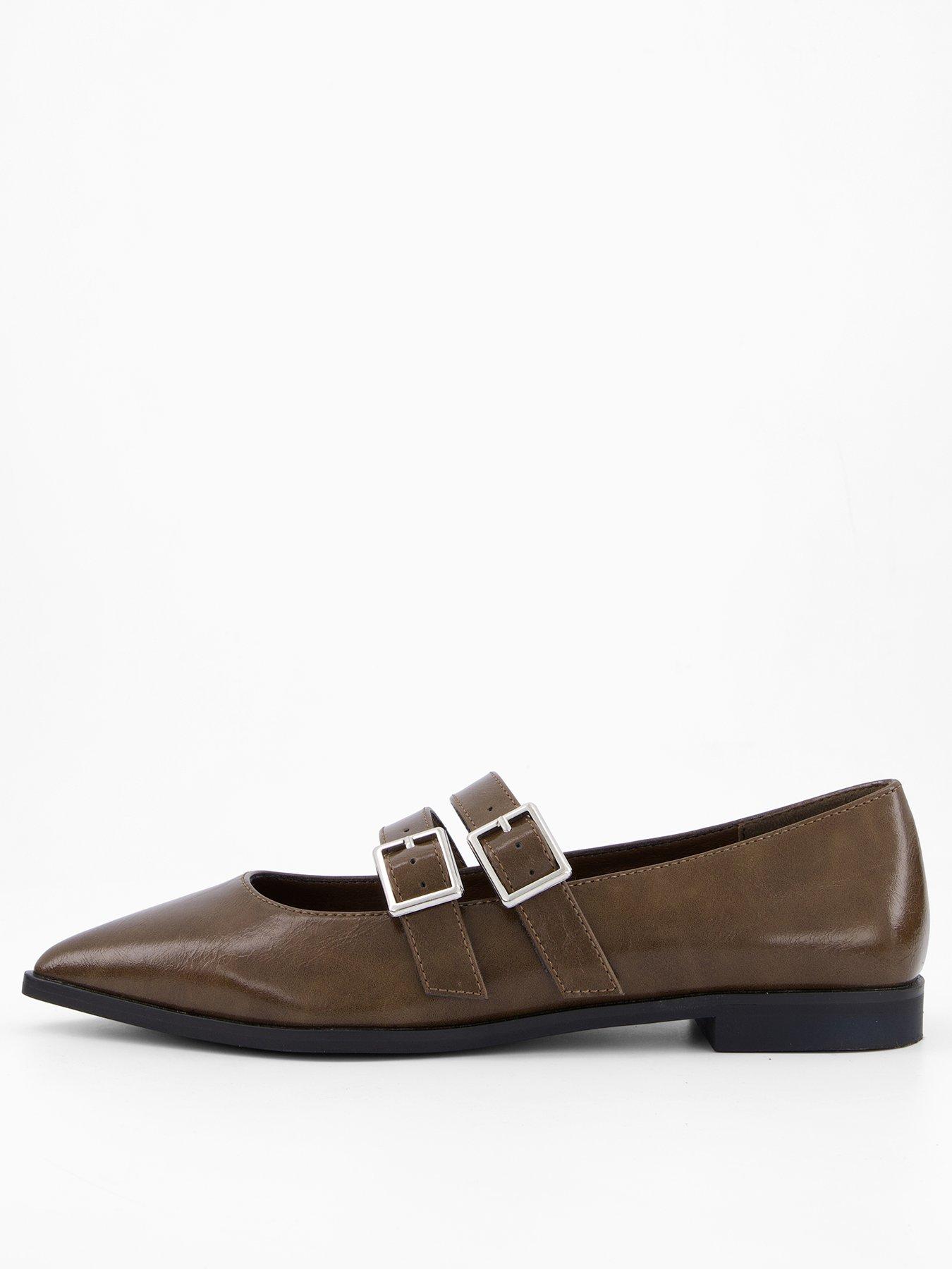 Image 2 of 7 of V by Very Pointed Double Strap Ballet Pump - Olive