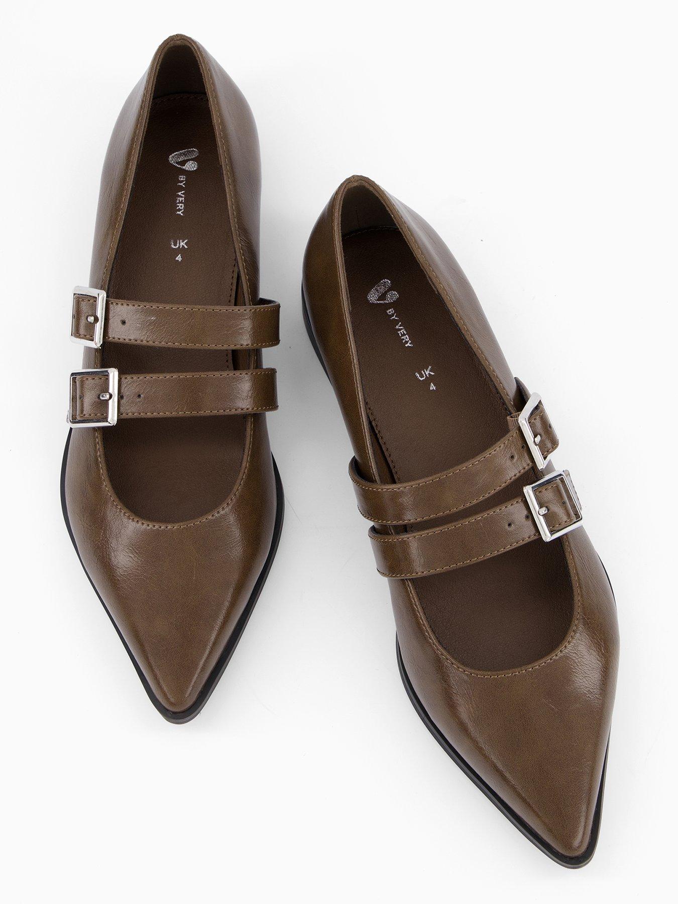 Image 4 of 7 of V by Very Pointed Double Strap Ballet Pump - Olive