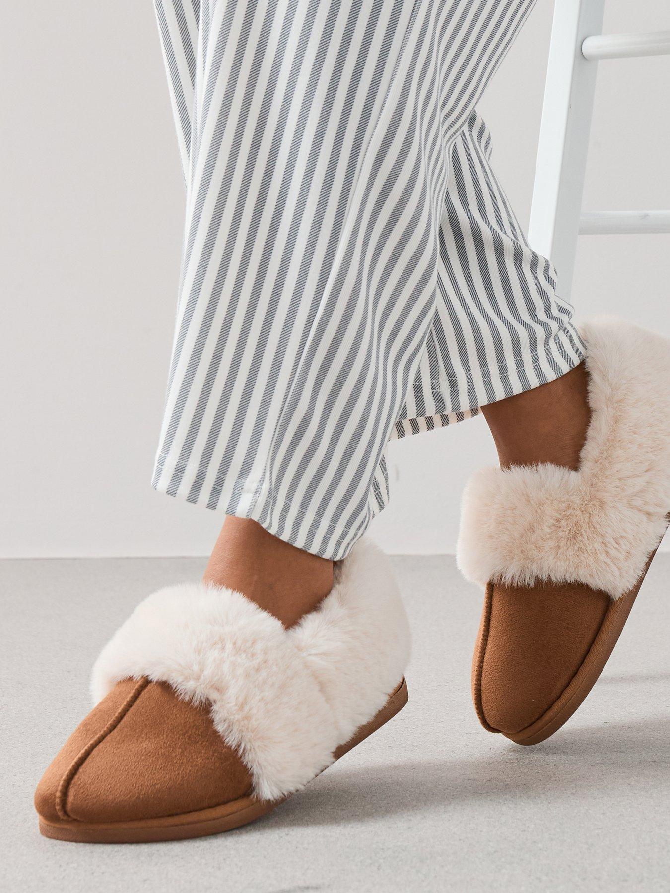 Image 1 of 7 of The Very Collection Chestnut Faux Fur Slipper - Brown