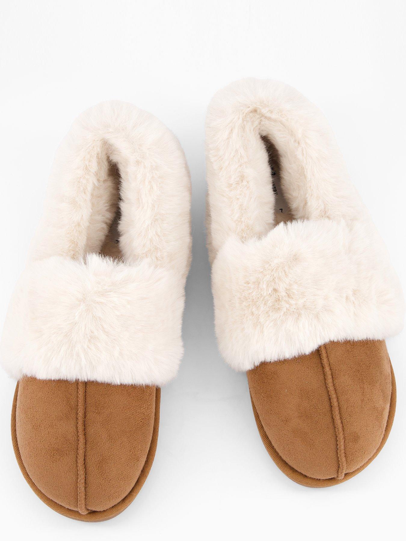 Image 4 of 7 of The Very Collection Chestnut Faux Fur Slipper - Brown