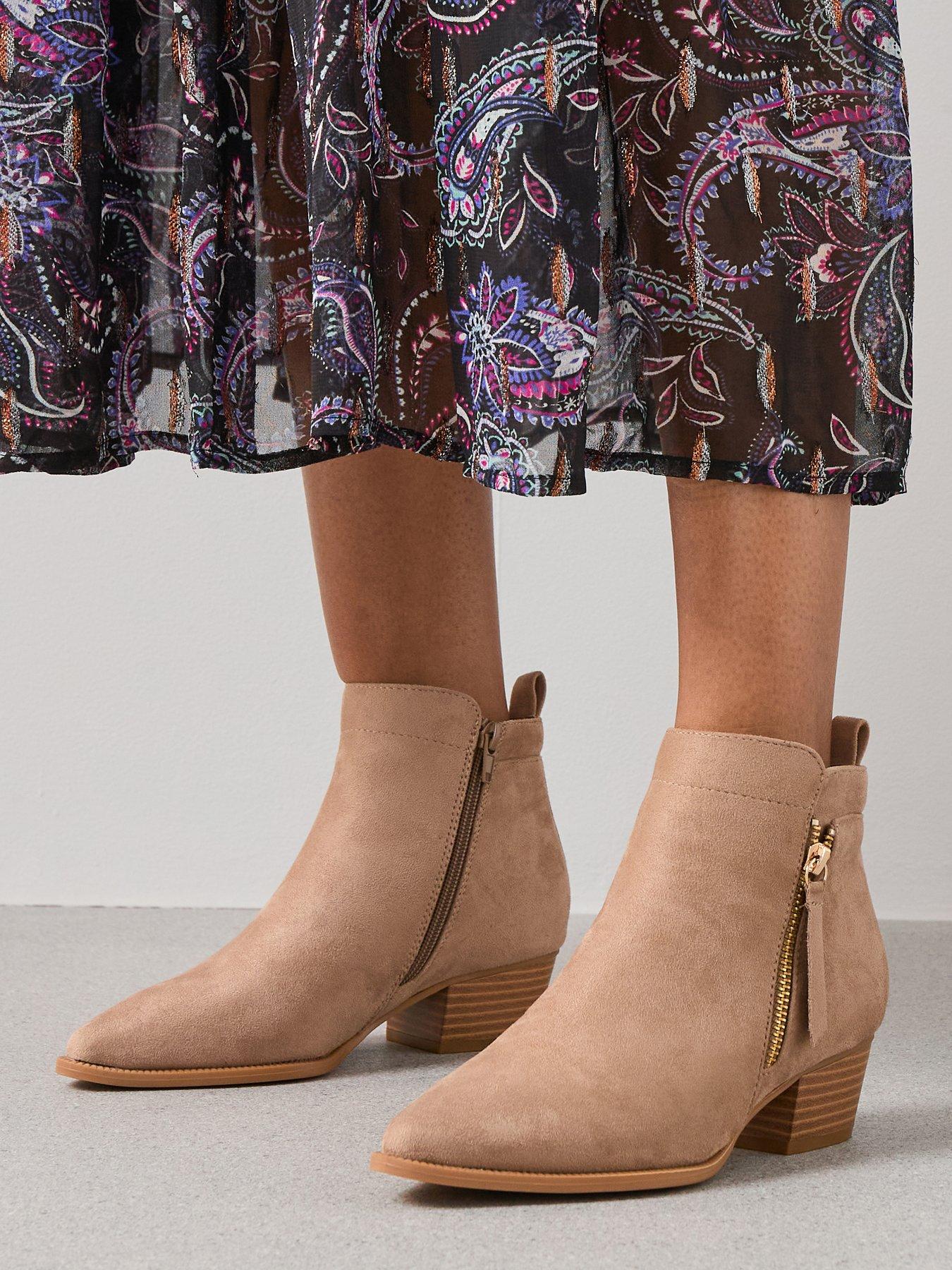 V by Very Western Ankle Boots - Brown