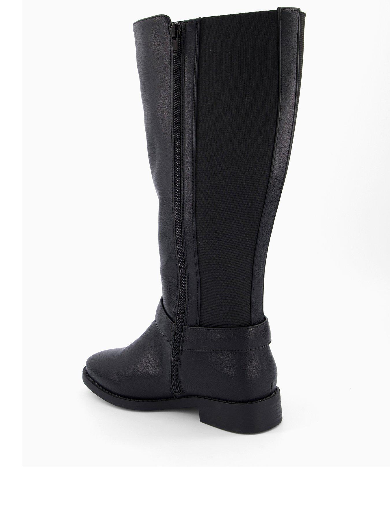 Image 4 of 8 of V by Very Extra Wide Fit Knee High Boot With Elastic Panel - Black