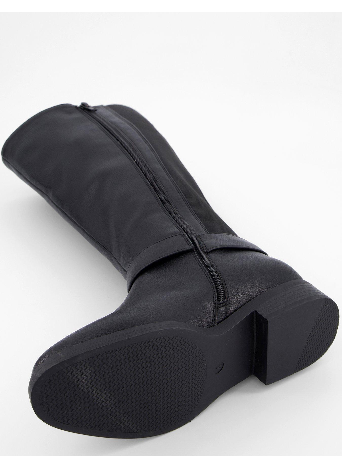 Image 6 of 8 of V by Very Extra Wide Fit Knee High Boot With Elastic Panel - Black