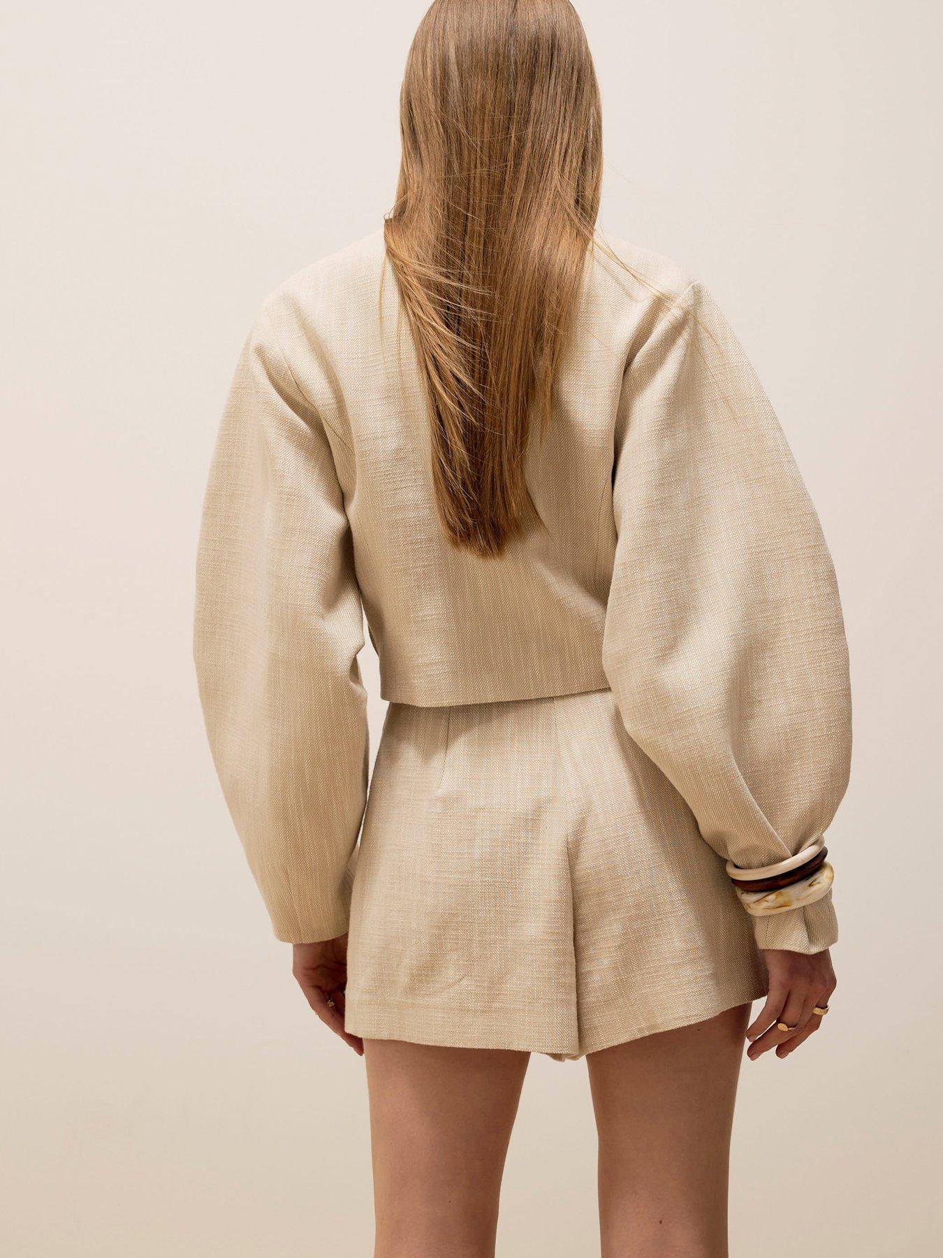 Image 2 of 4 of River Island Cotton Tailored Shorts - Cream