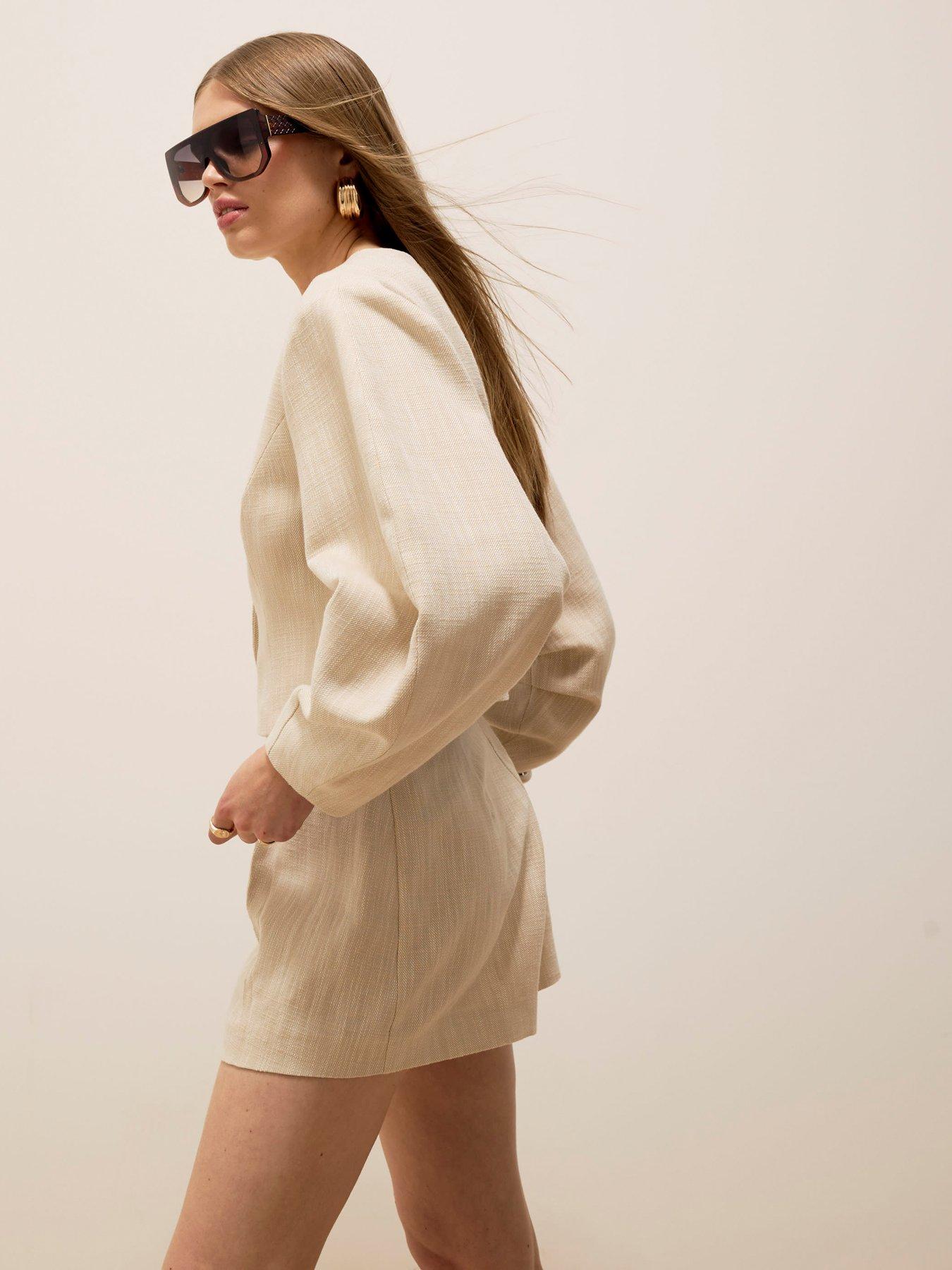 Image 3 of 4 of River Island Cotton Tailored Shorts - Cream
