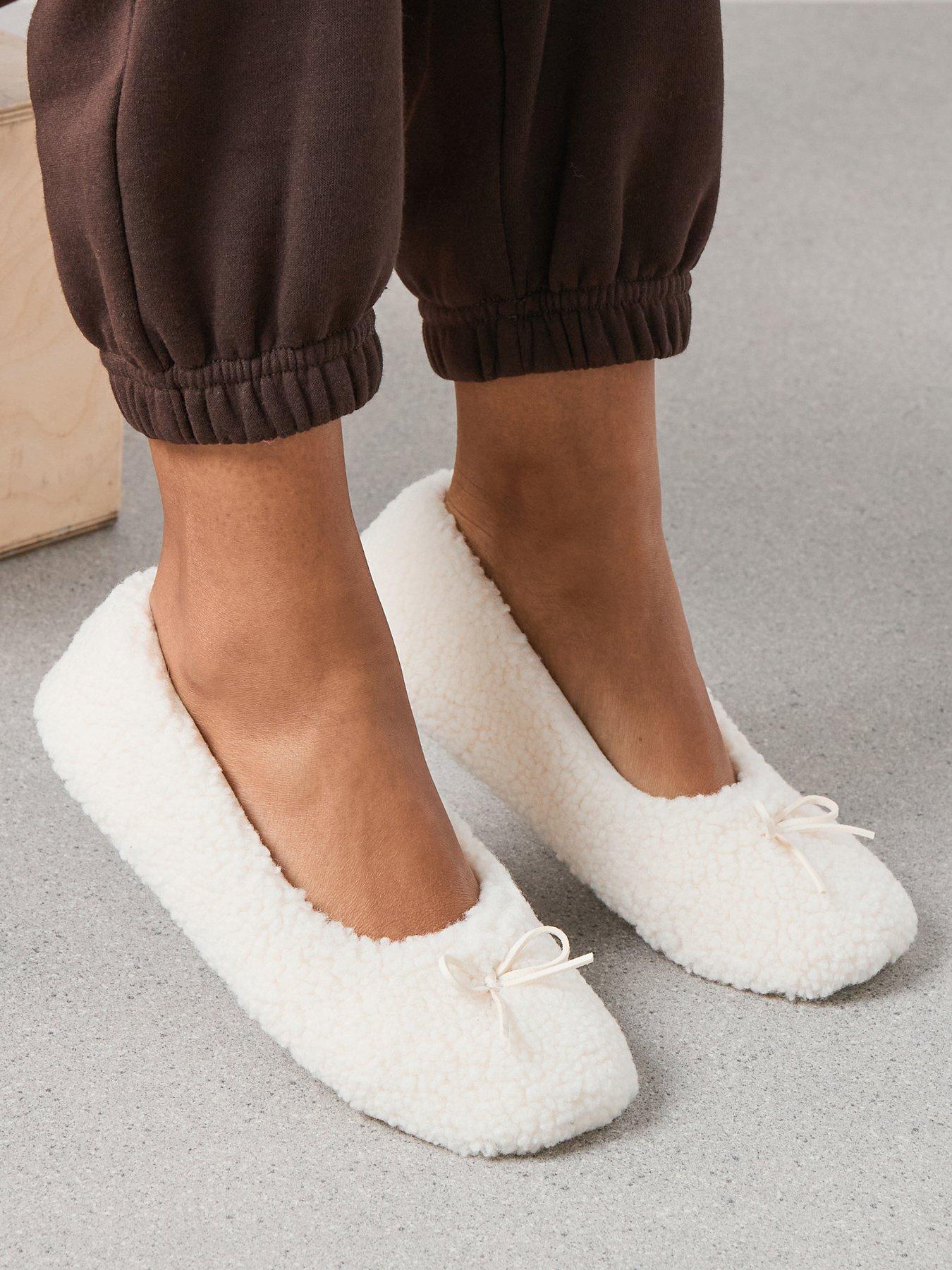 V by Very Borg Ballerina Slipper - Cream