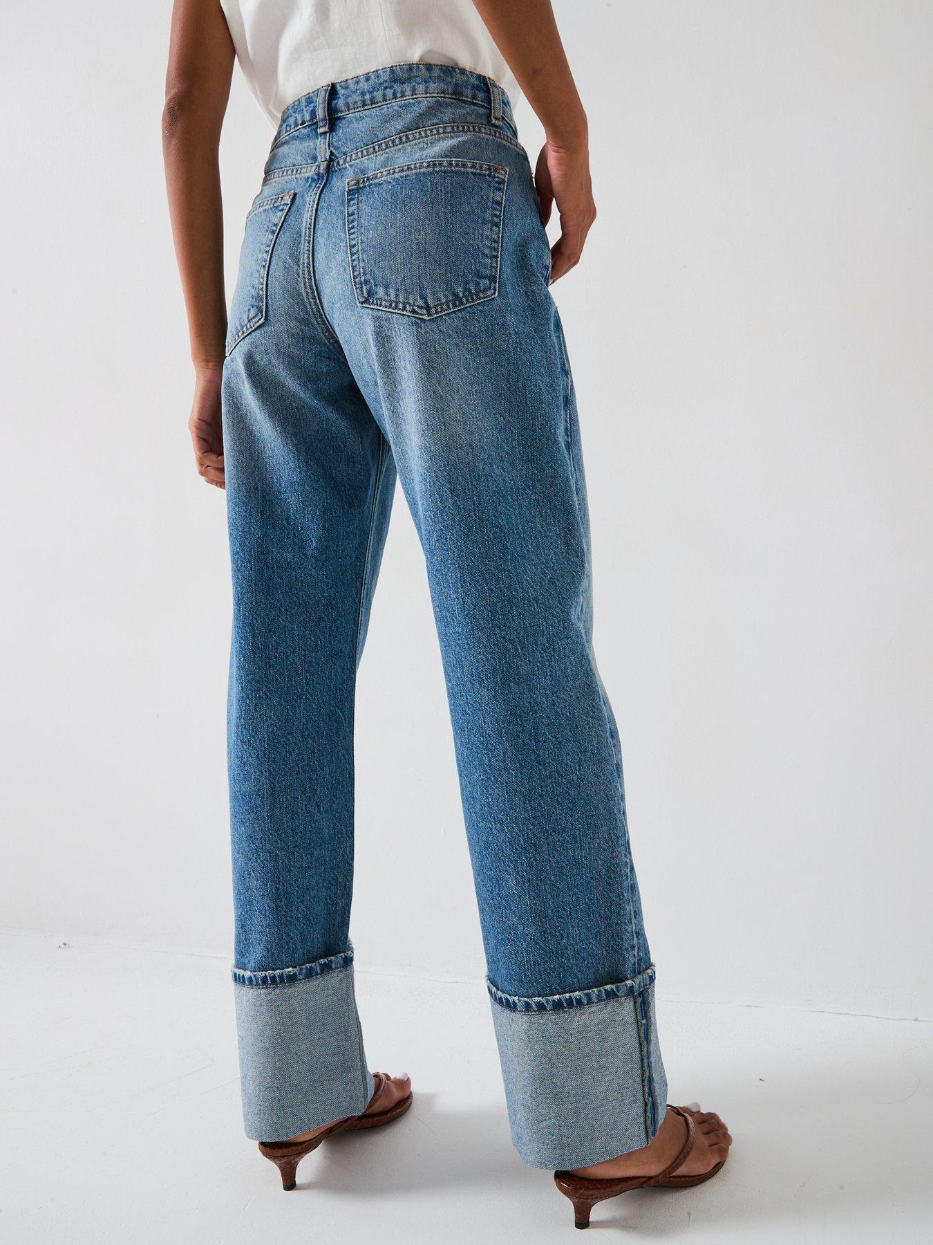 Image 2 of 6 of V by Very Deep Turn Up Hem Jeans - Mid Wash