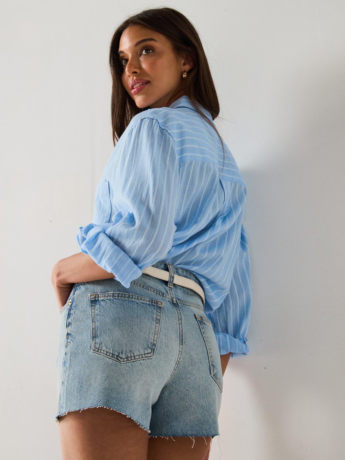 v-by-very-distressed-hem-denim-shorts-light-washdetail
