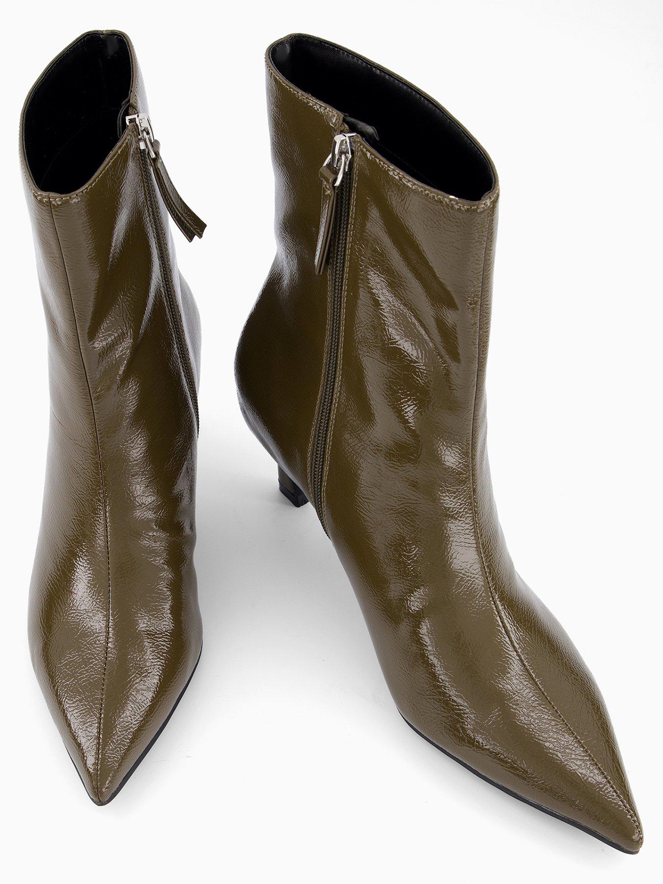 Image 3 of 6 of The Very Collection Pointed Toe Ankle Boots - Khaki