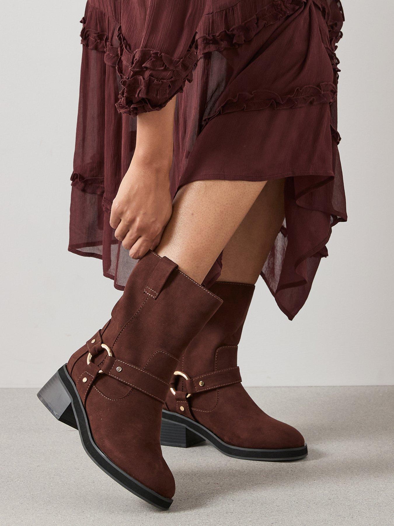 Image 1 of 7 of The Very Collection Biker Calf Boot - Brown