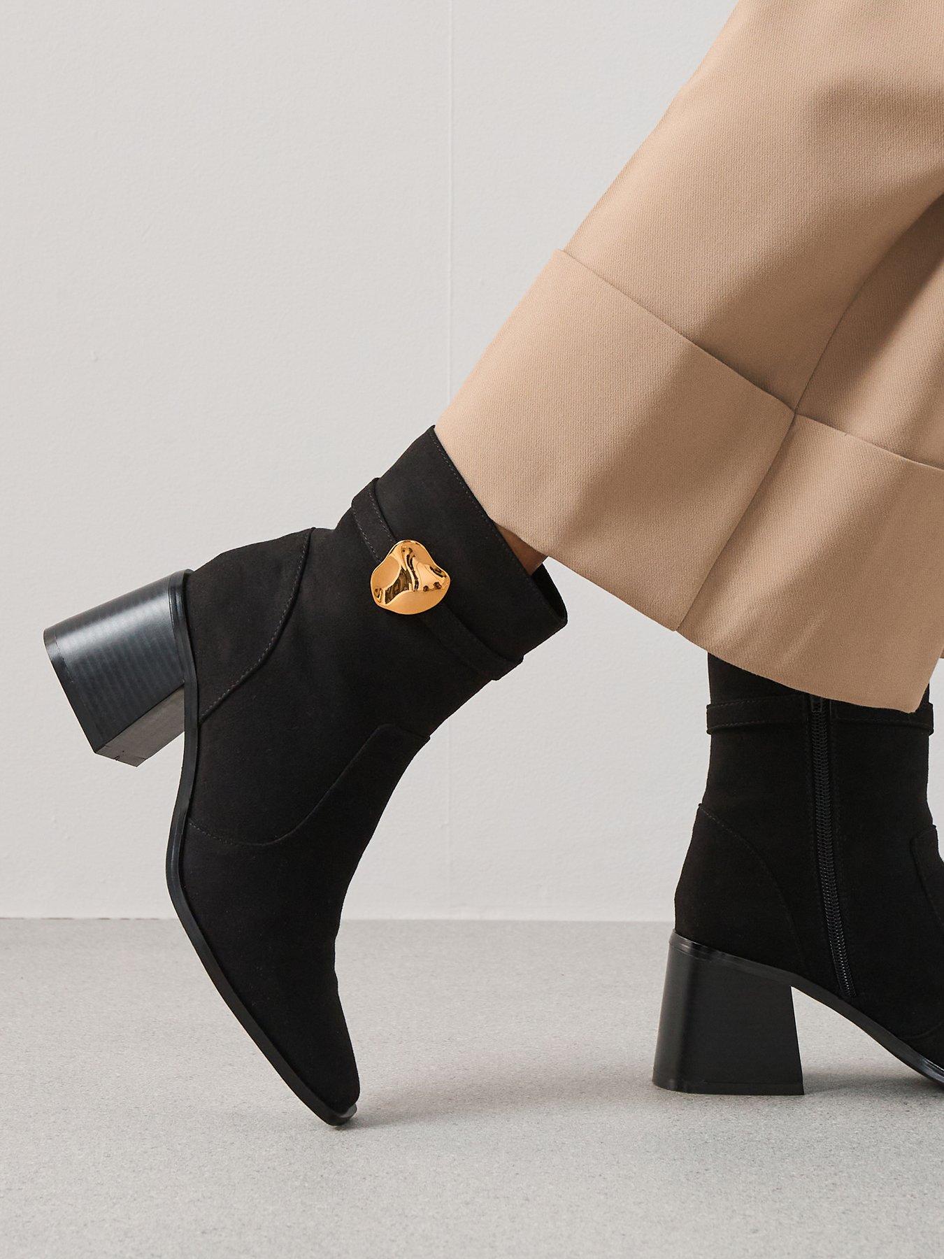 The Very Collection Block Heel Ankle Boots - Black