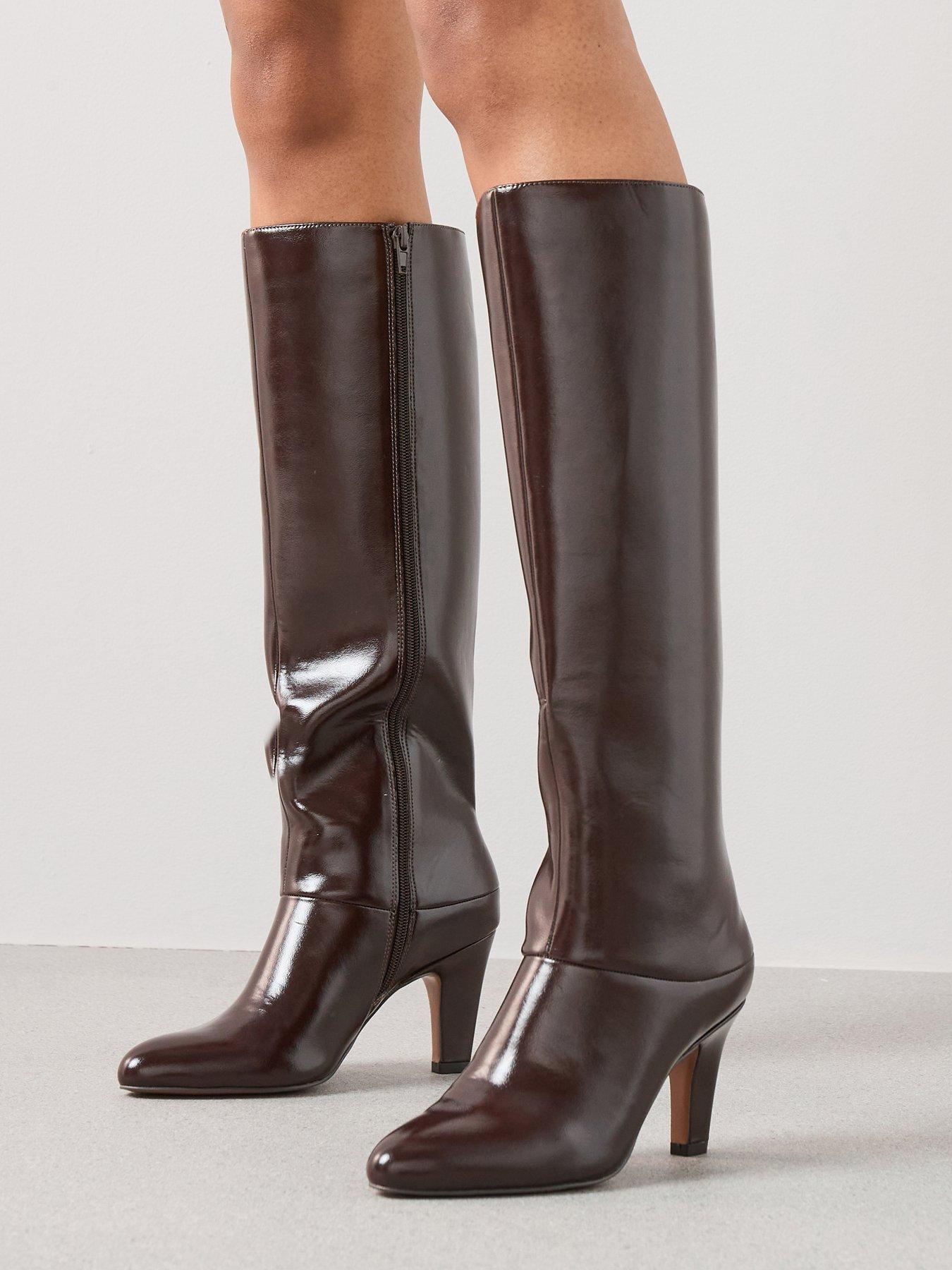 The Very Collection Block Heel Straight Leg Knee Boot - Brown