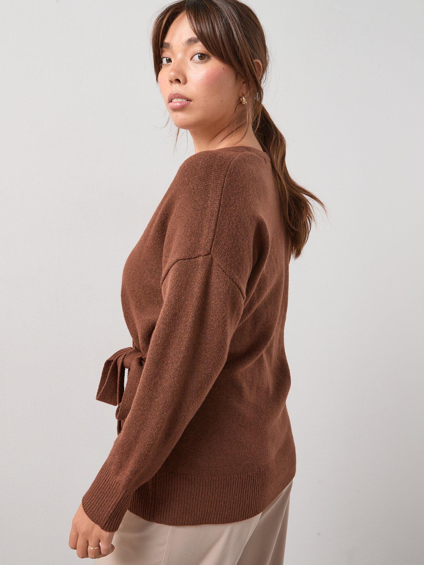 v-by-very-curve-cosy-yarn-longline-wrap-jumper-with-woolnbsp--brownstillFront