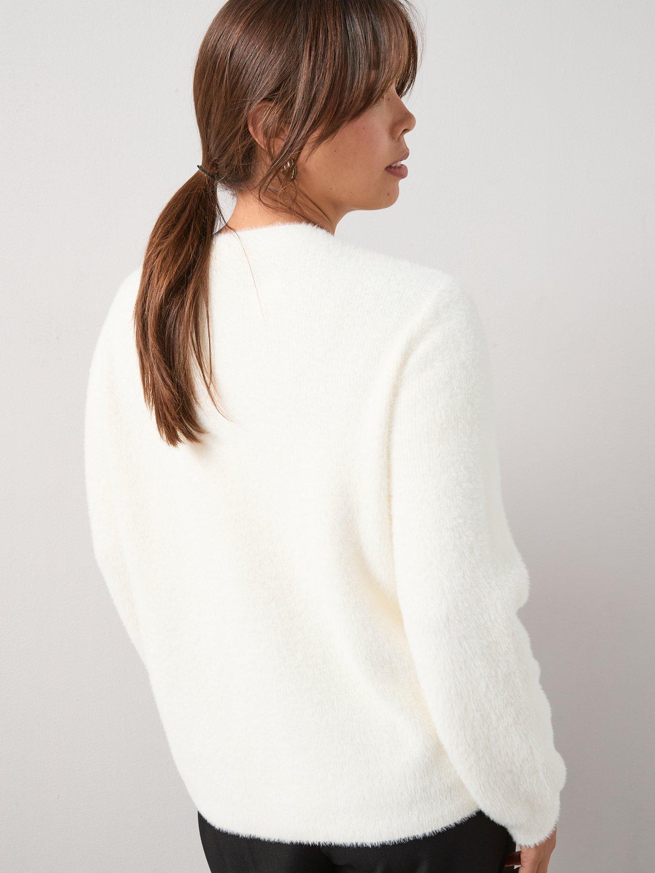 Image 2 of 7 of V by Very Curve Floral Trim Fluffy Cardigan