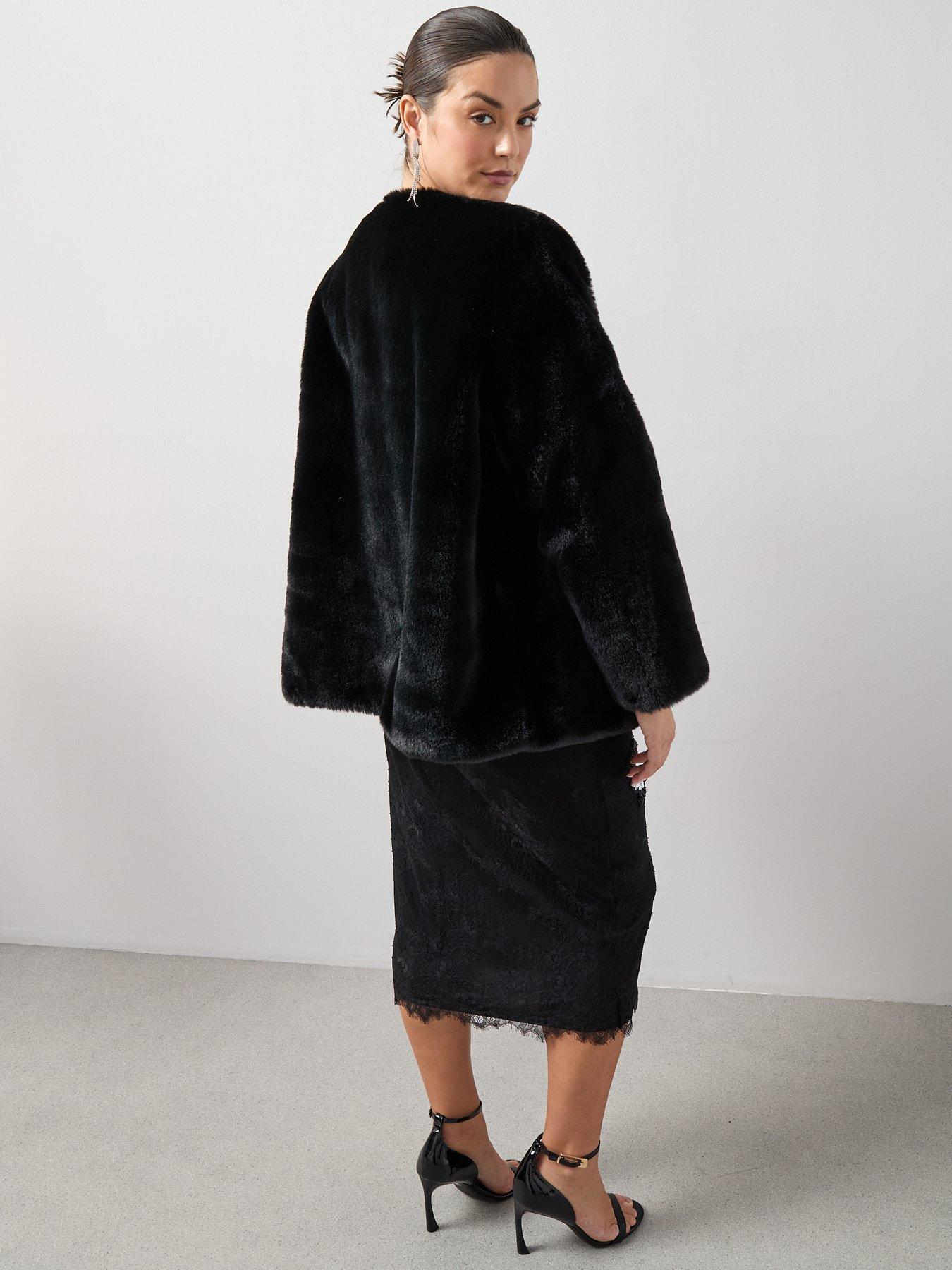 Image 2 of 6 of The Very Collection Curve Embellished Fur Coat