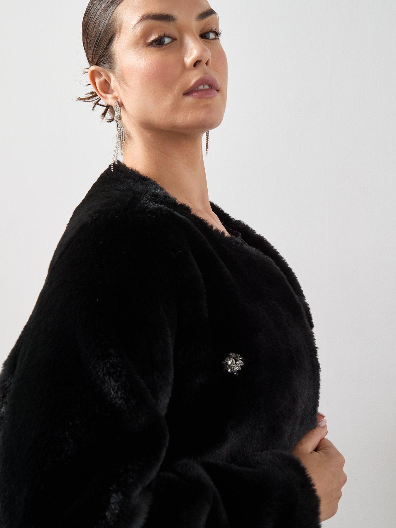 Image 4 of 6 of The Very Collection Curve Embellished Fur Coat