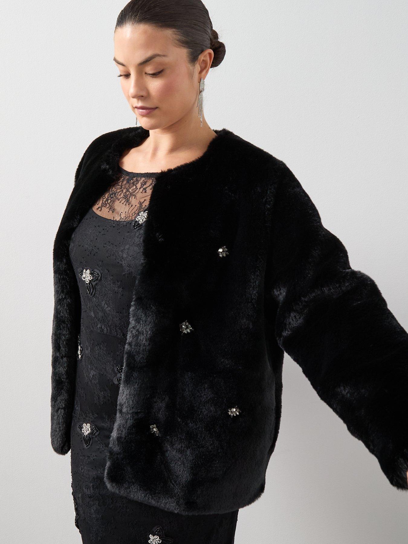 Image 5 of 6 of The Very Collection Curve Embellished Fur Coat