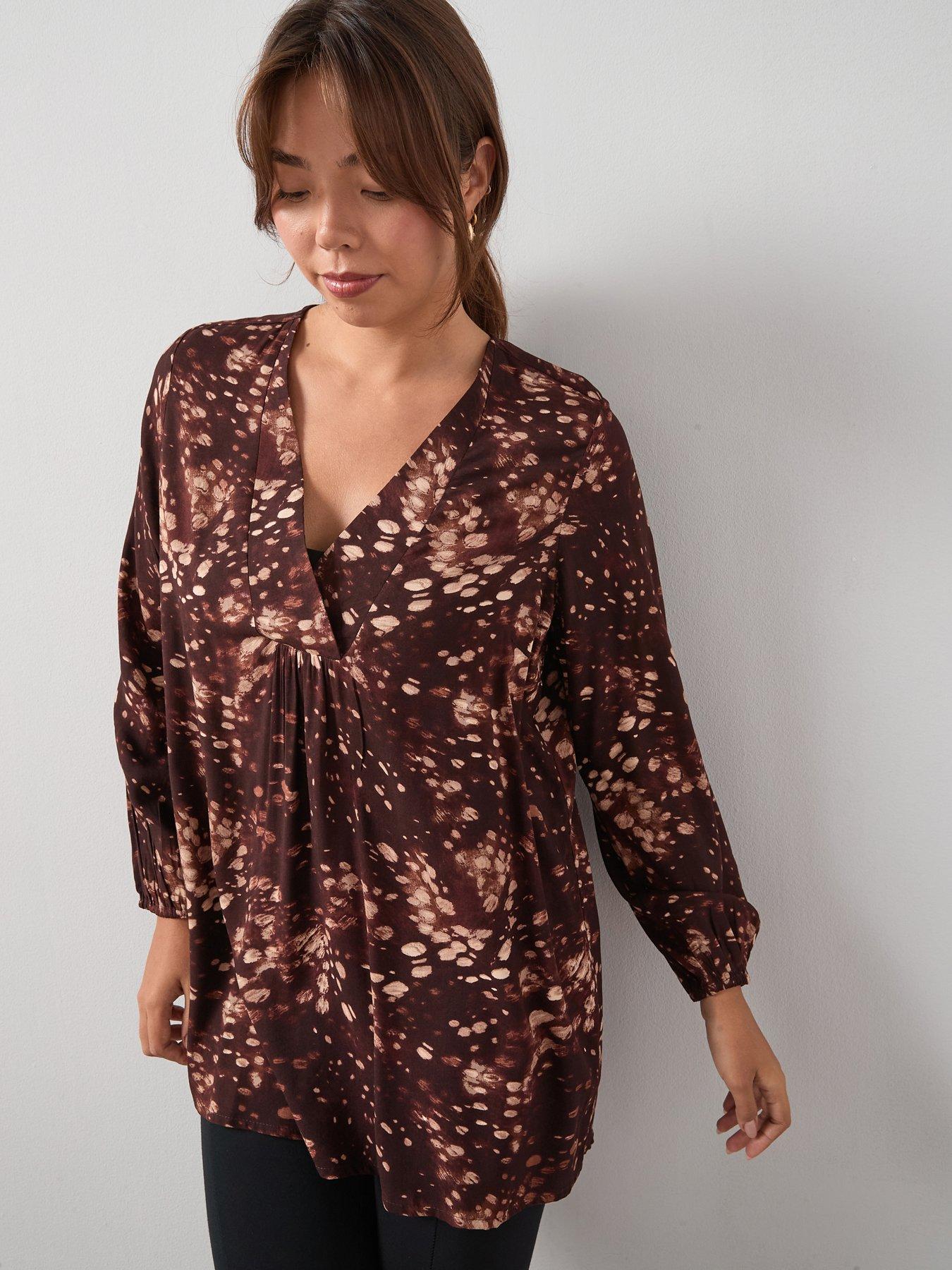 v-by-very-curve-printed-smock-longline-blouse-chocolateback