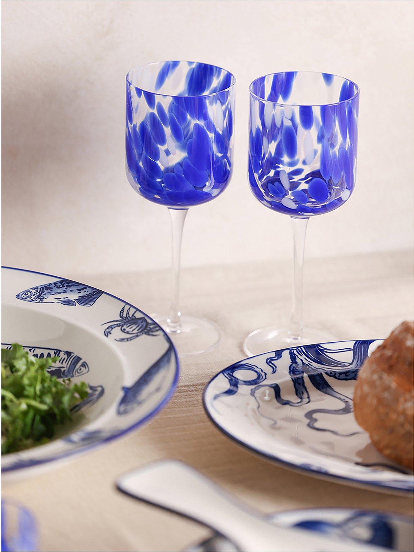 undefined Hestia Blue Tortoise Shell Wine Glass Set Of 2