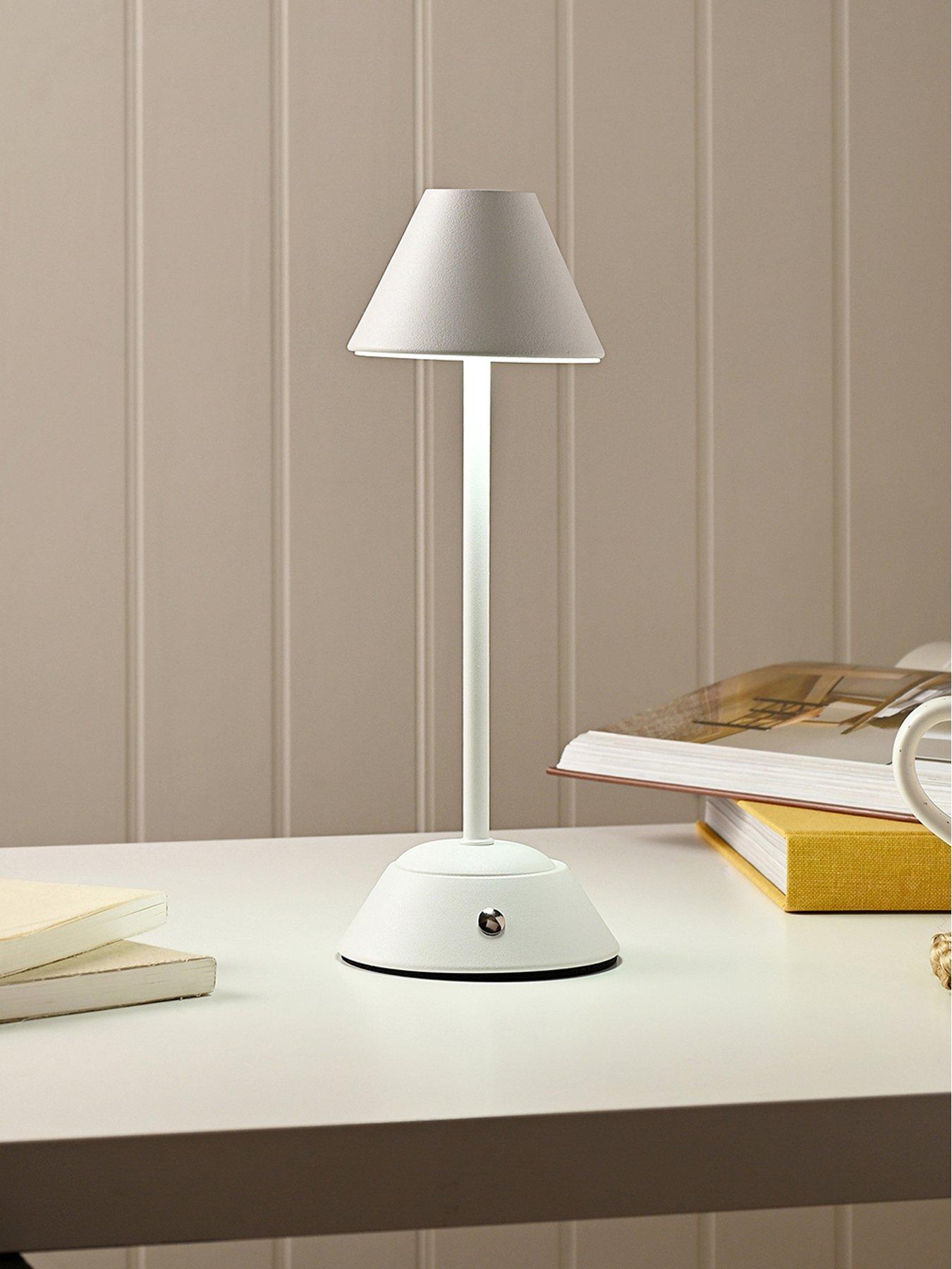 undefined Hestia Matt Putty White Usb Led Touch Table Lamp - Medium
