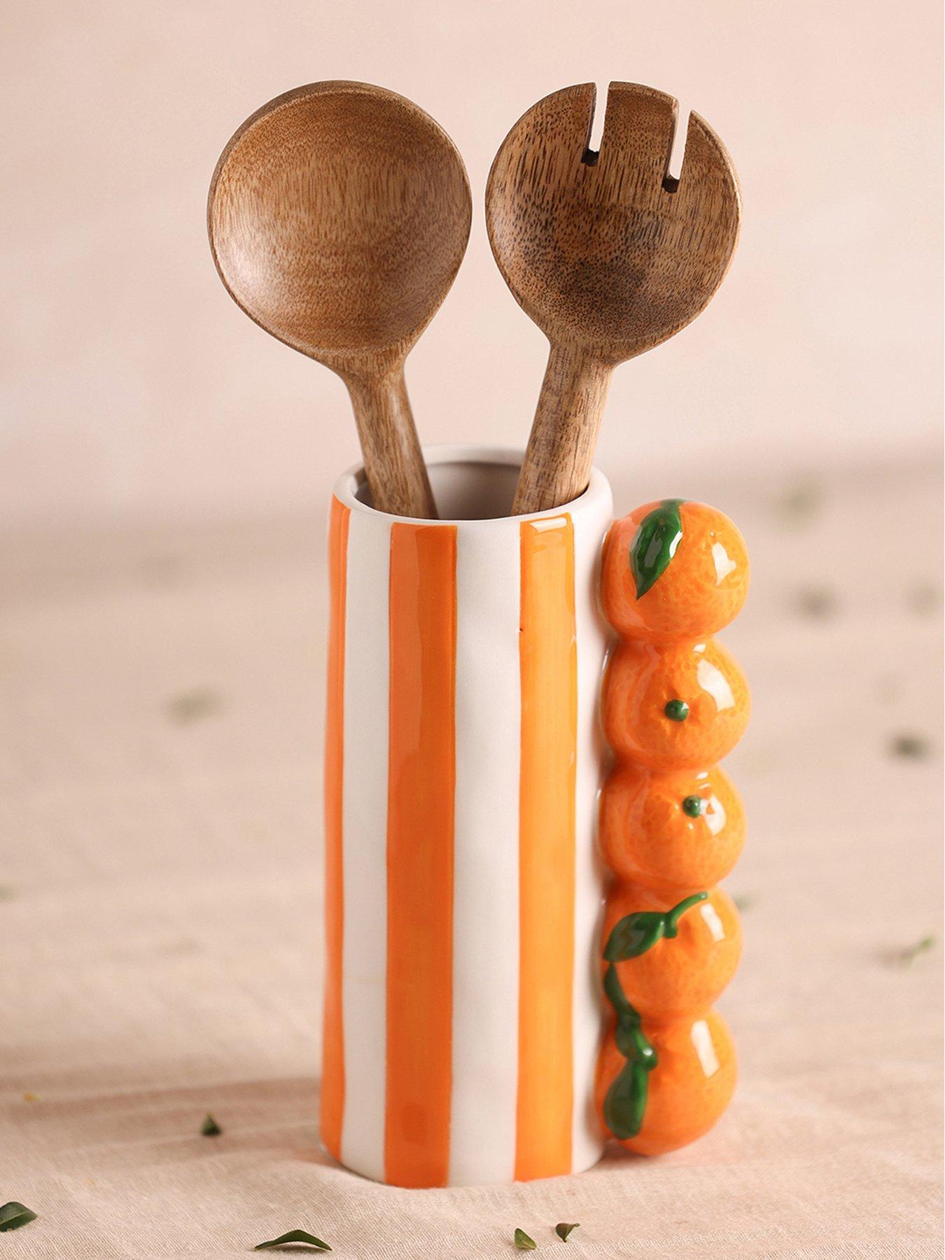 Image 1 of 4 of Hestia Hestia Orange Striped Vase
