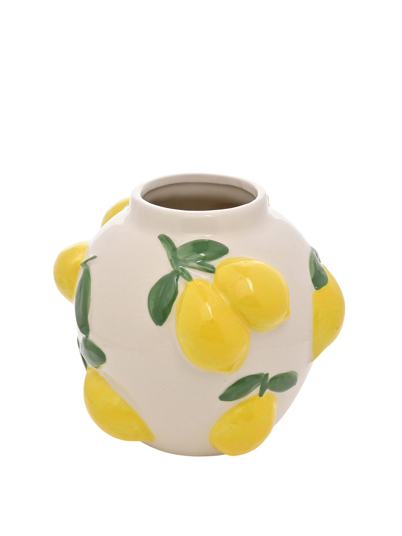 Image 2 of 4 of Hestia Hestia White Vase With Lemons