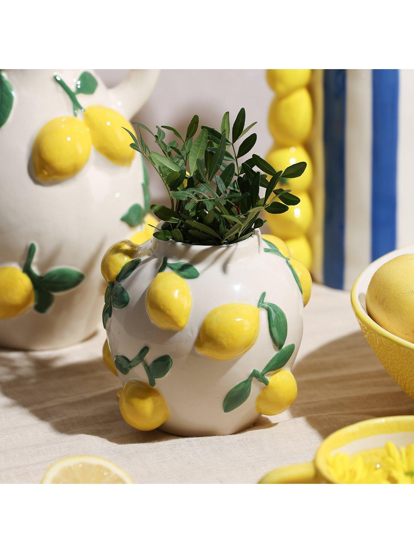 Image 3 of 4 of Hestia Hestia White Vase With Lemons