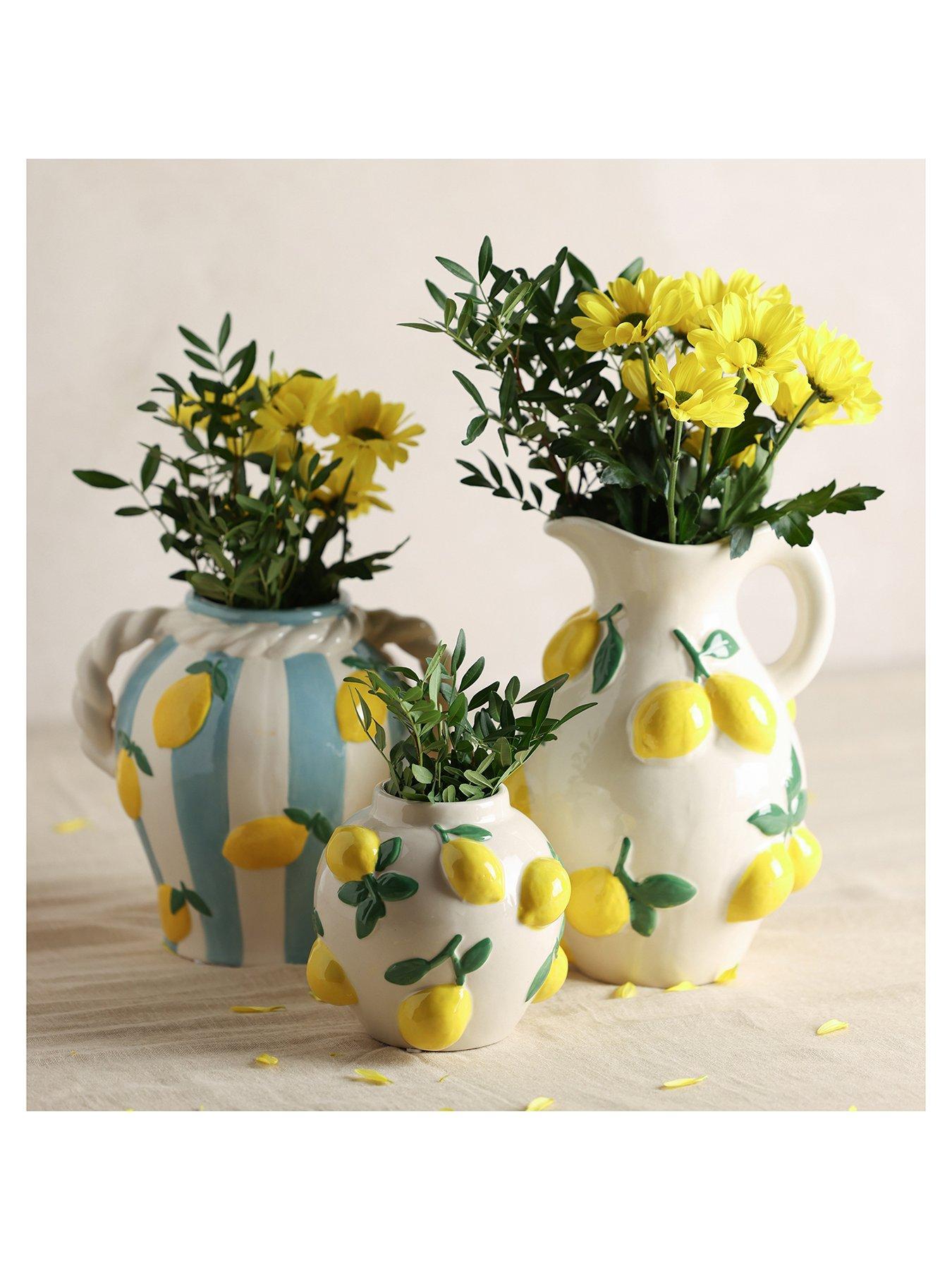 Image 4 of 4 of Hestia Hestia White Vase With Lemons