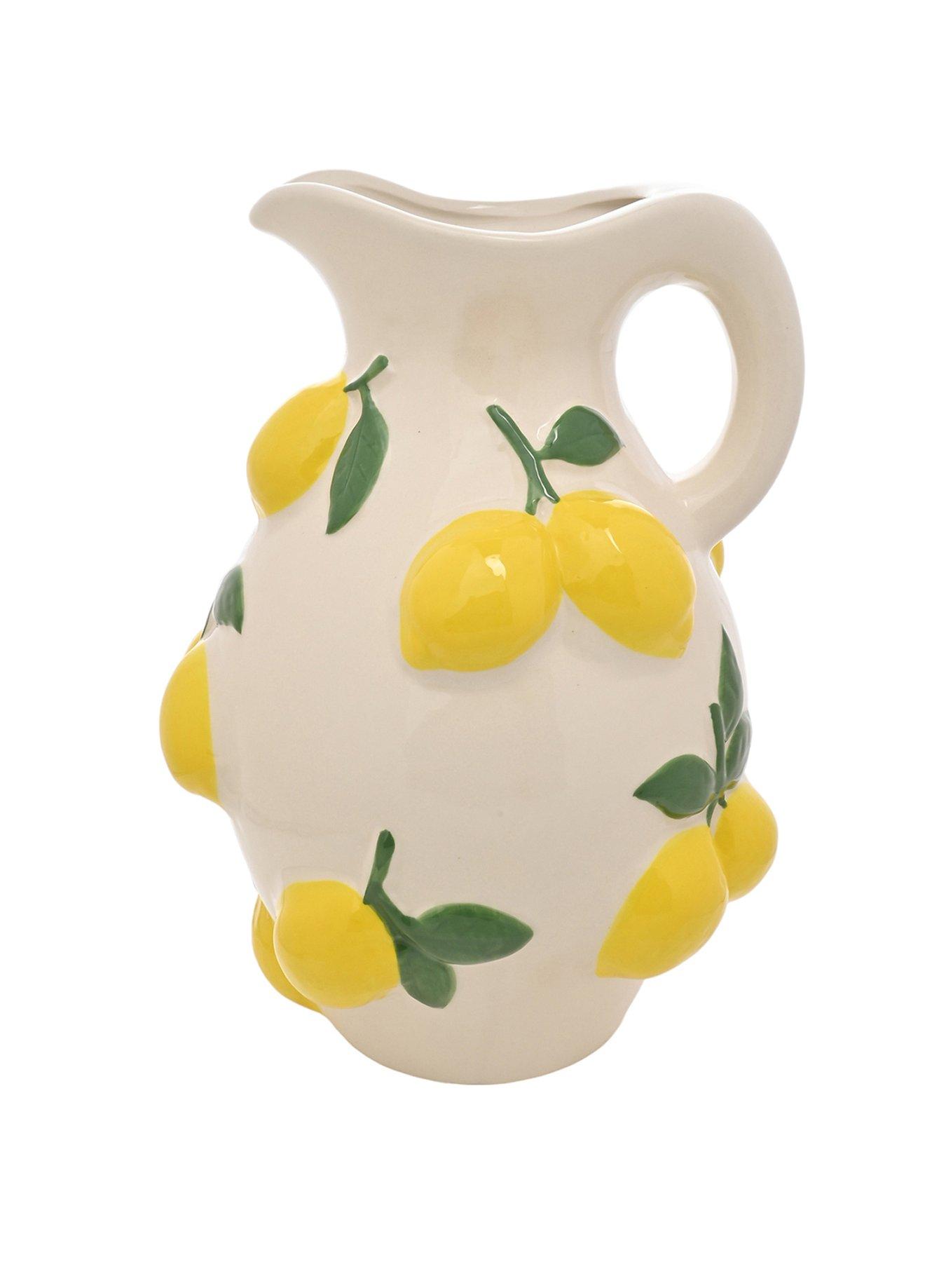 Image 2 of 5 of Hestia Hestia White Jug Vase With Lemons