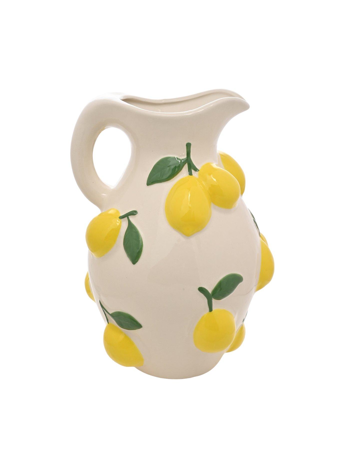 Image 3 of 5 of Hestia Hestia White Jug Vase With Lemons