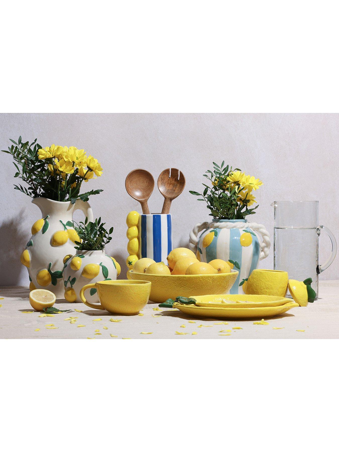 Image 5 of 5 of Hestia Hestia White Jug Vase With Lemons