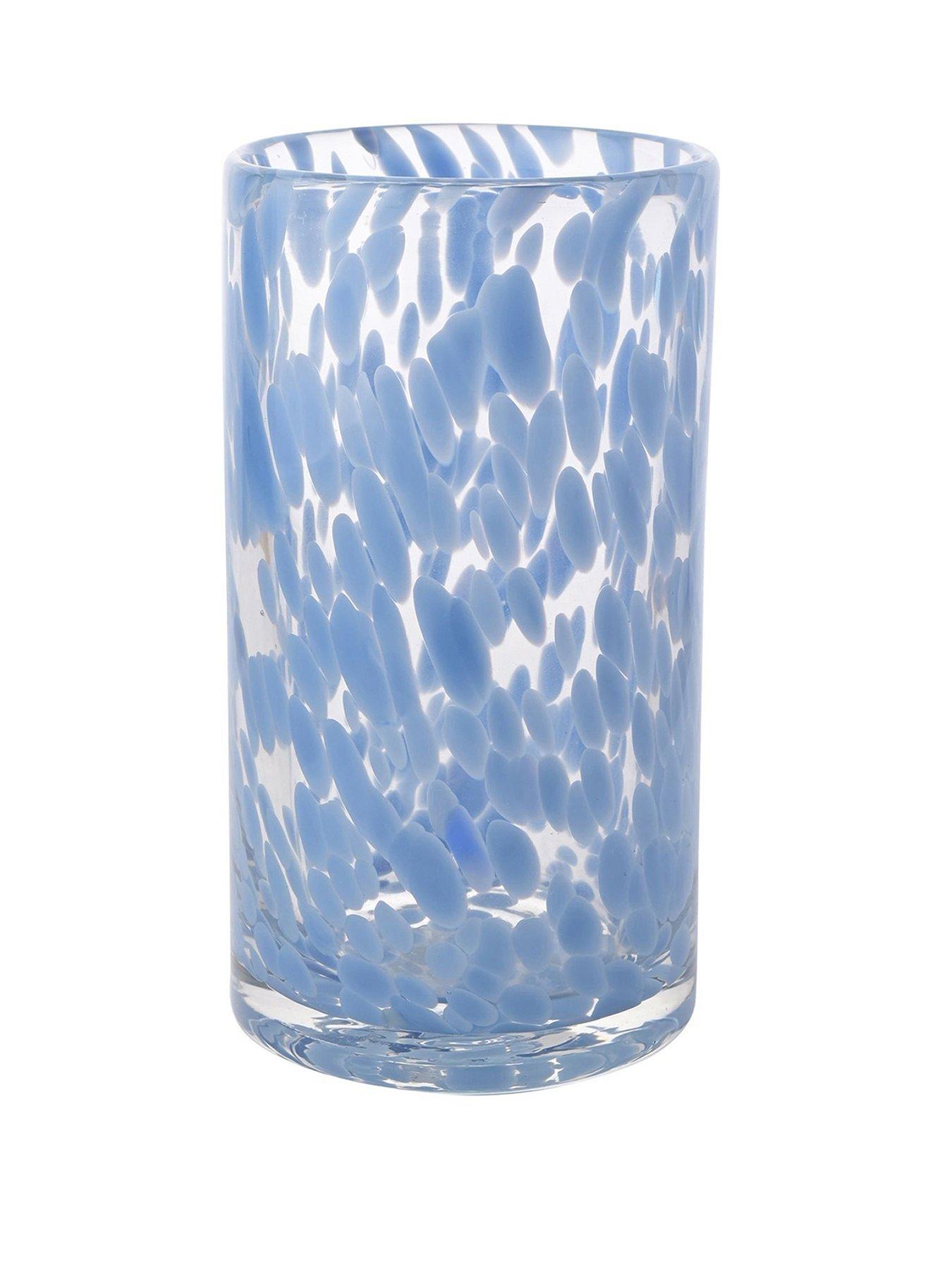 Image of Hestia Hestia Tall Confetti Glass Vase - Blue