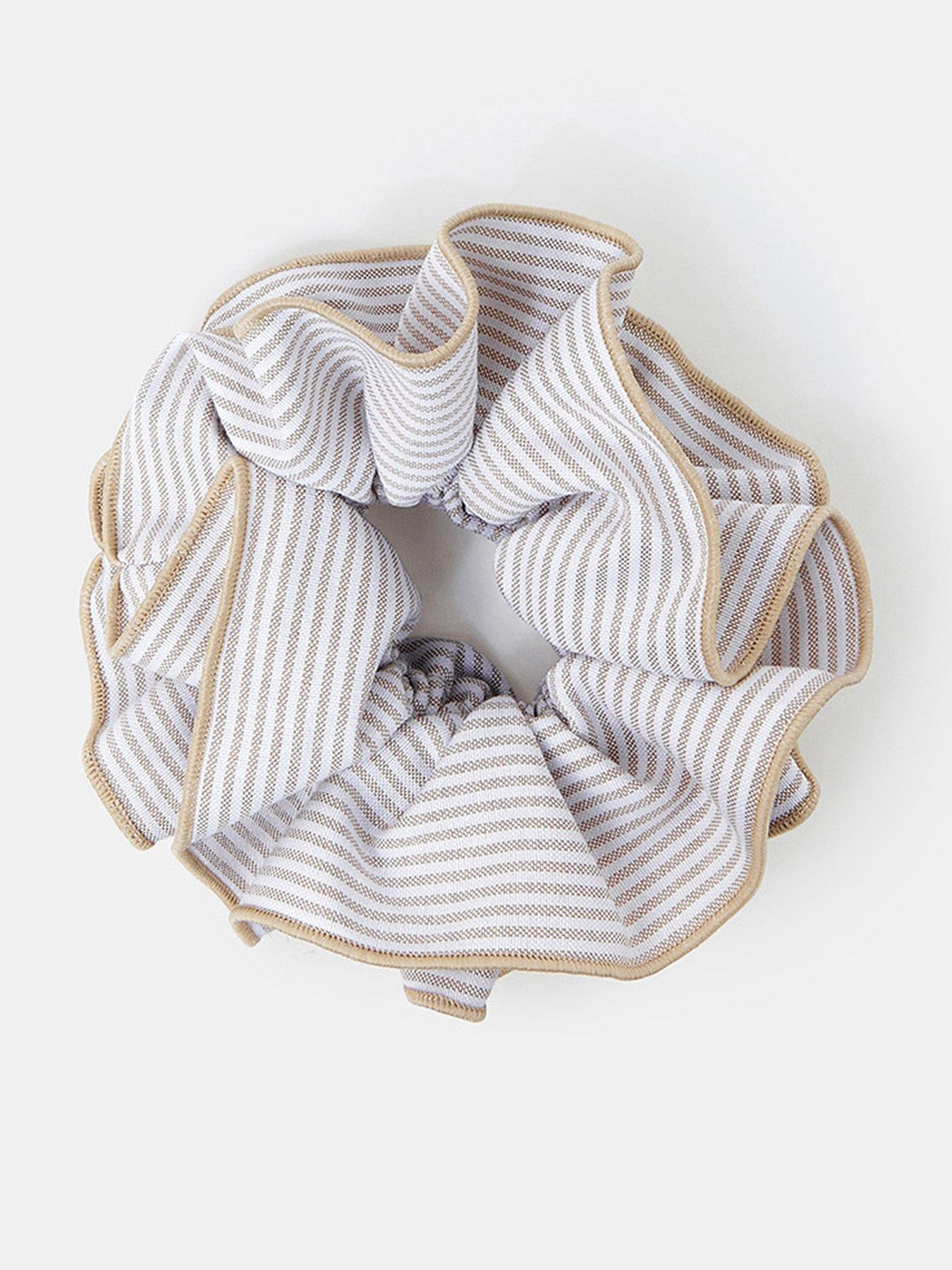 Image 1 of 2 of Accessorize Oversized Stripe Scrunchie - Natural