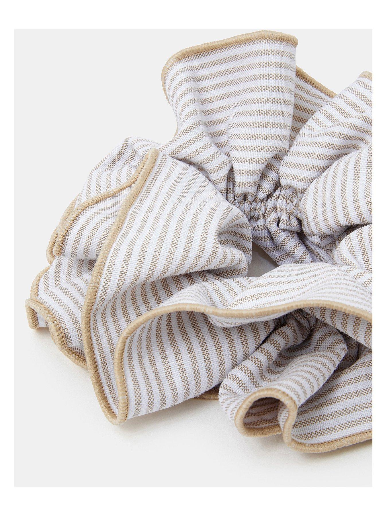 Image 2 of 2 of Accessorize Oversized Stripe Scrunchie - Natural