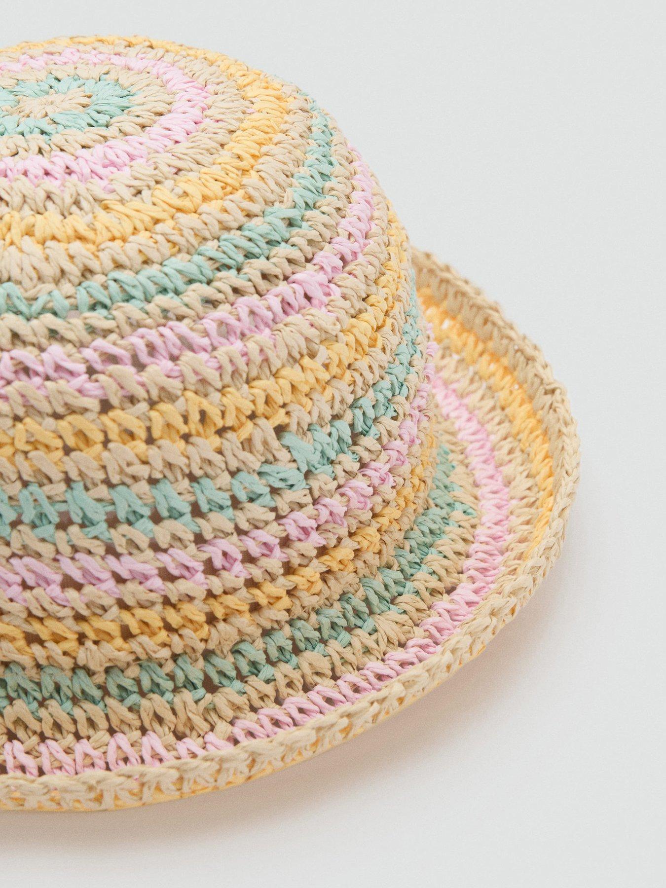Image 3 of 3 of Mango Younger Girls Stripe Straw Hat - Multi