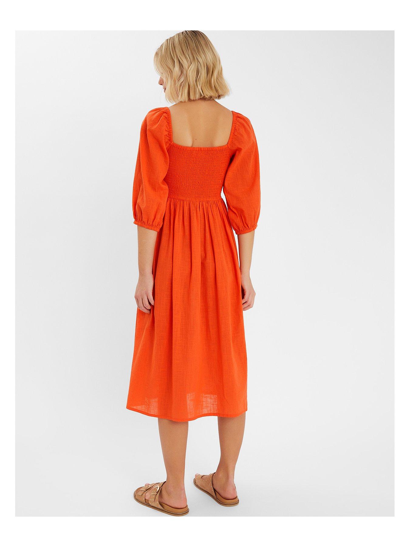 Image 2 of 4 of Accessorize Coral Puff Sleeve Embroidered - Coral