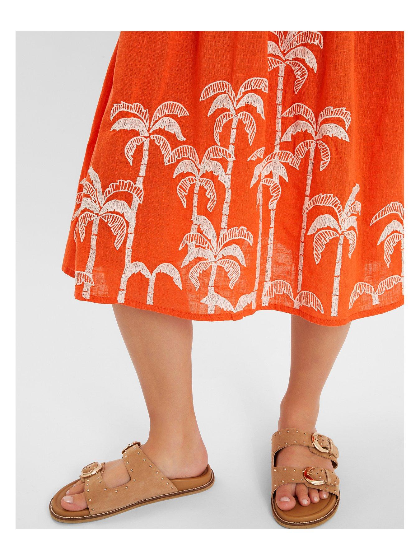 Image 4 of 4 of Accessorize Coral Puff Sleeve Embroidered - Coral