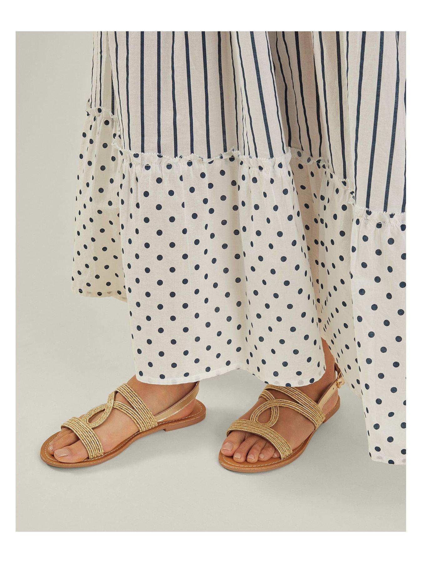 Image 4 of 4 of Accessorize Raffia Loop Strappy Sandals - Gold