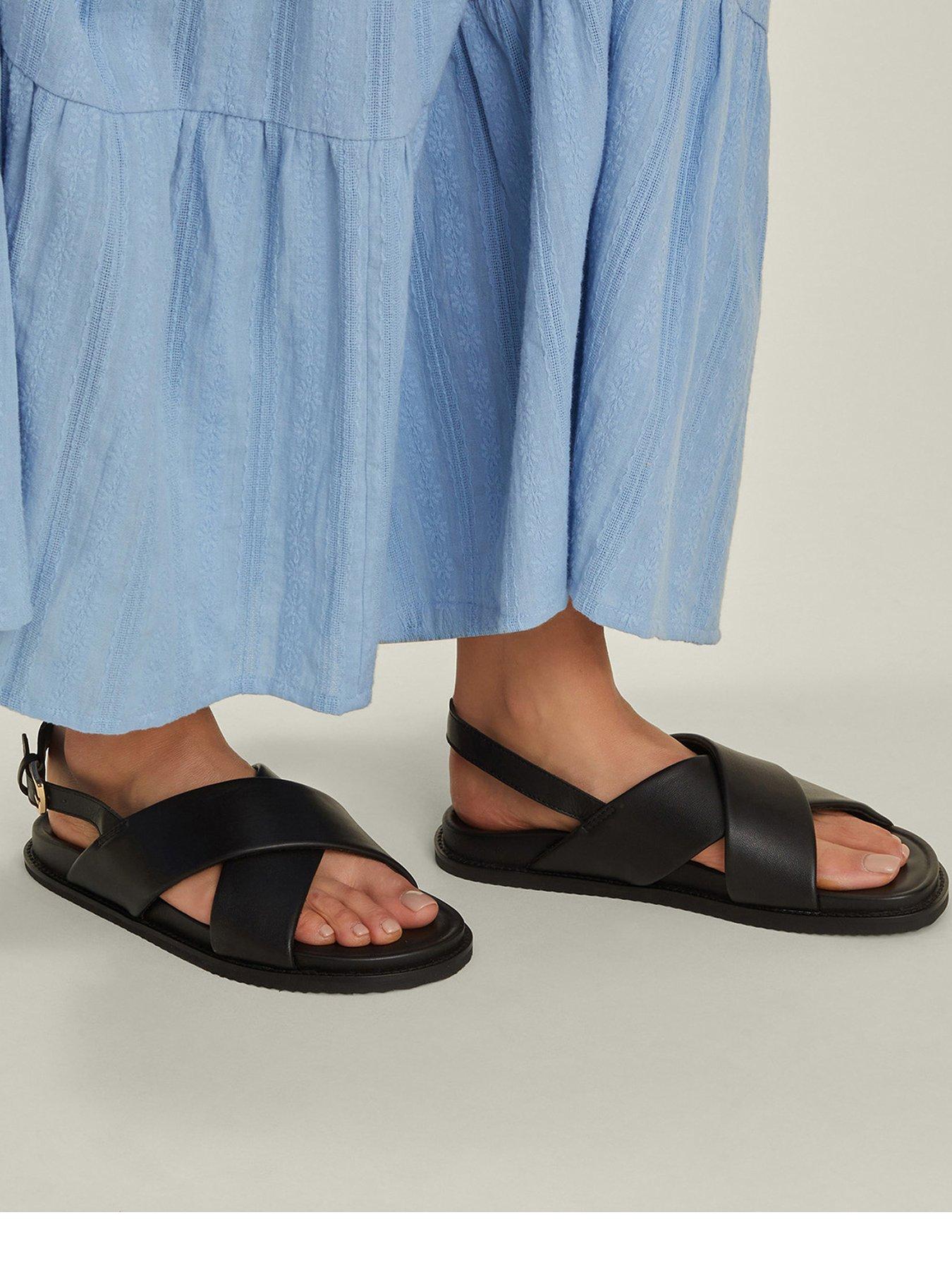 accessorize-cross-strap-leather-sandals--blackstillFront