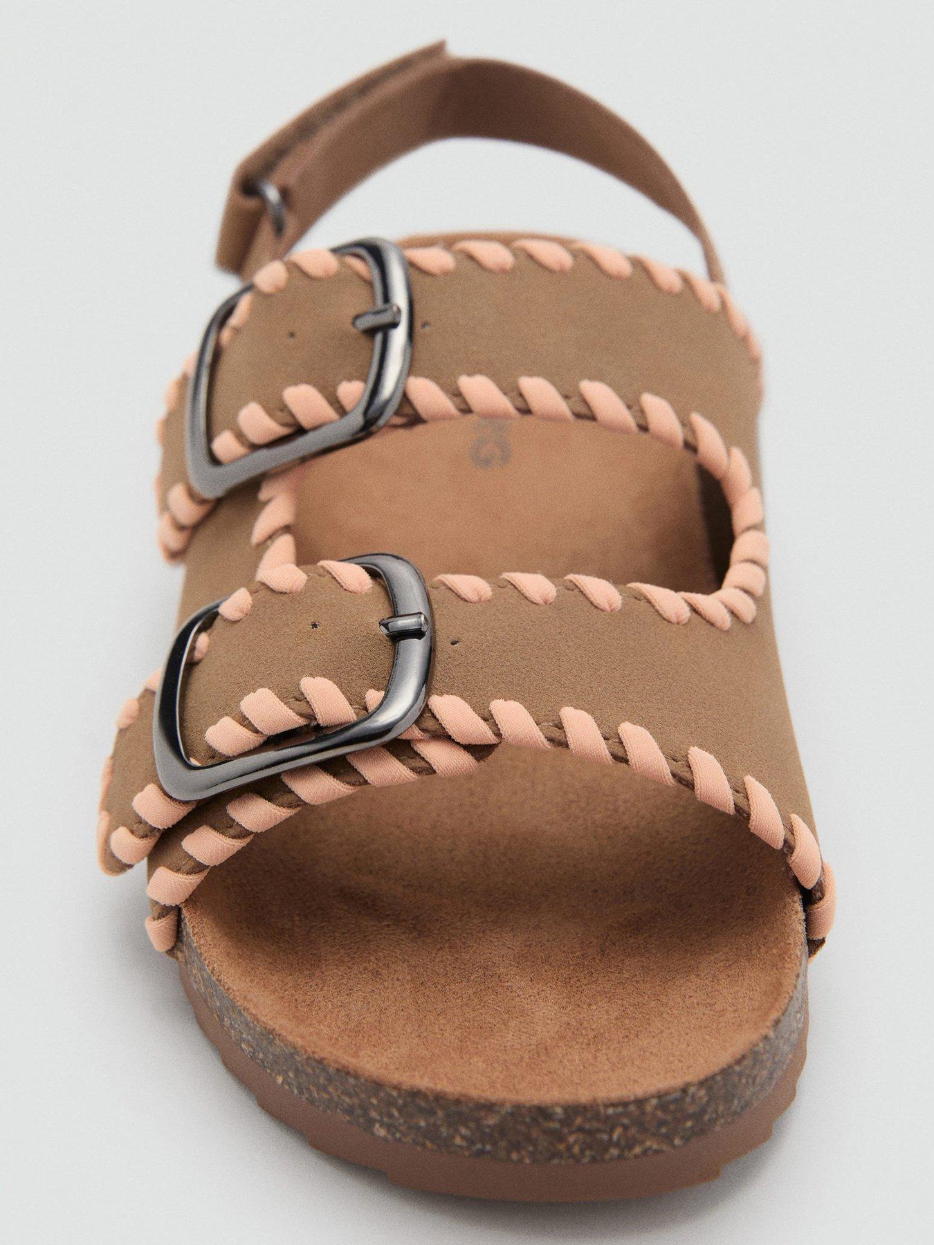 mango-girls-double-buckle-suedette-sandals-brownoutfit