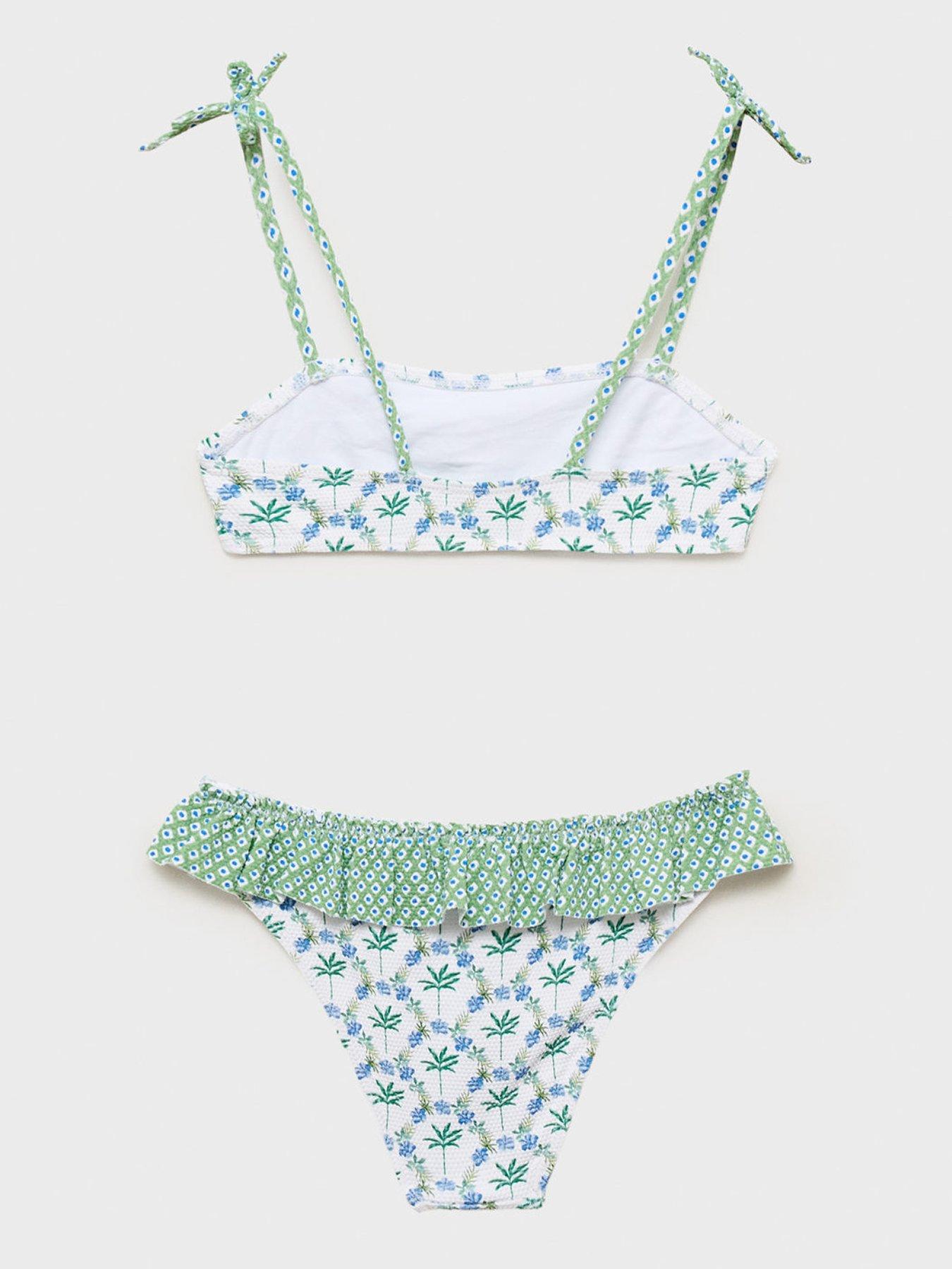 Image 3 of 5 of Mango Girls Palm Print Bikini - White